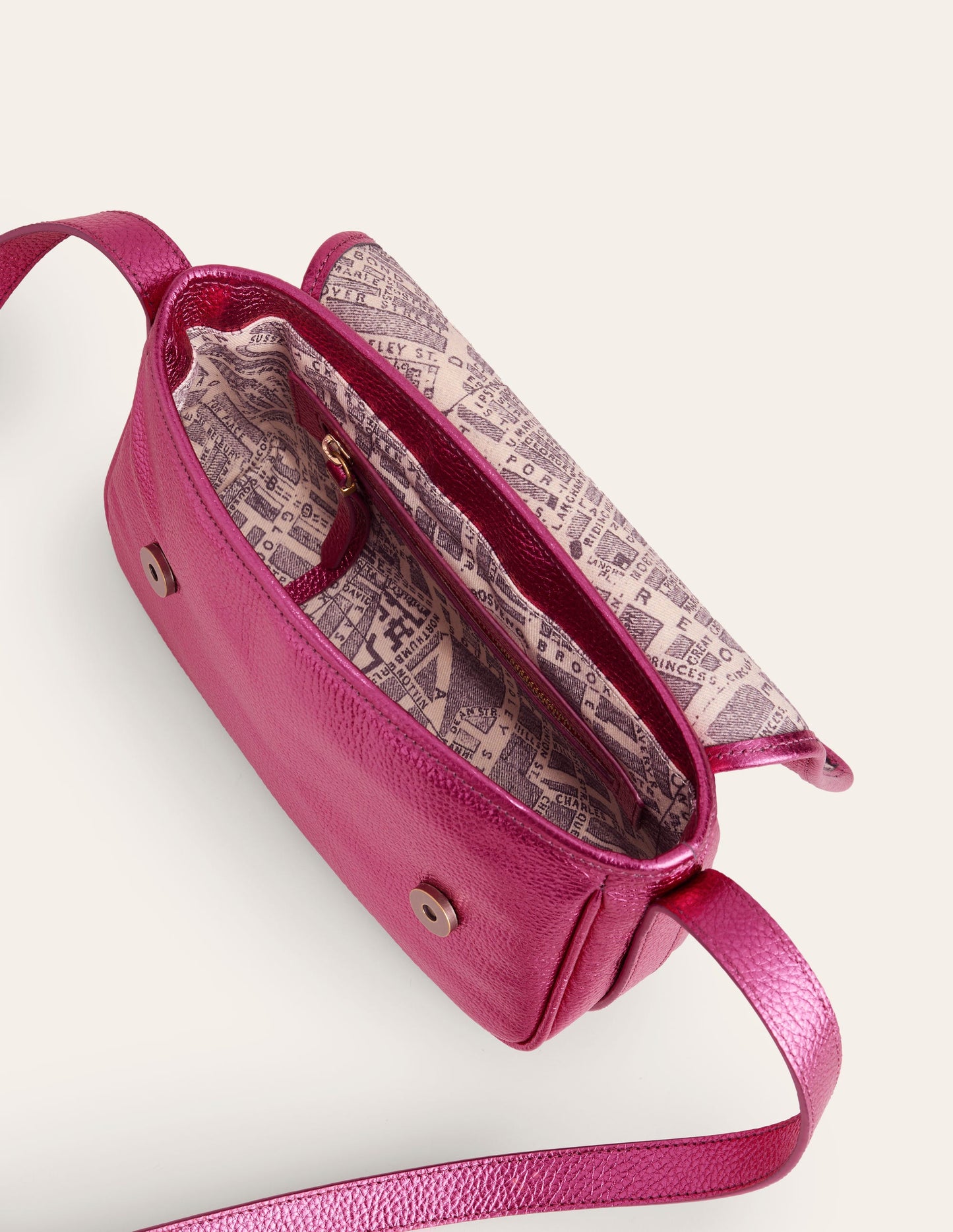Iris Ledertasche mit Trensendetail-Metallic-Pink