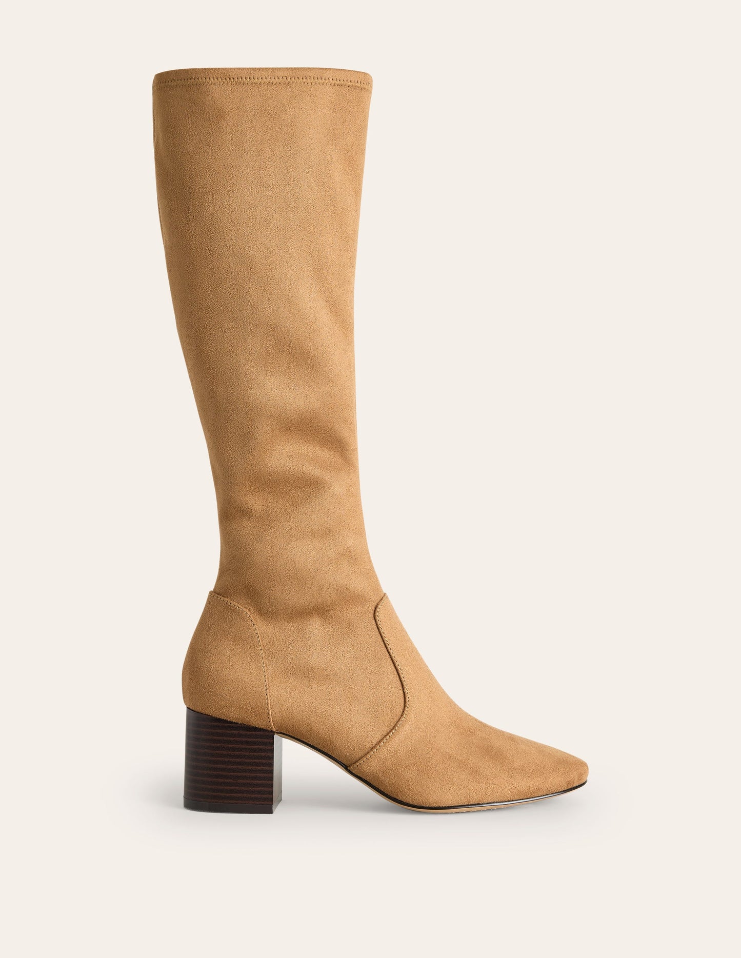 Kniehohe Stretchstiefel mit Absatz-Braun