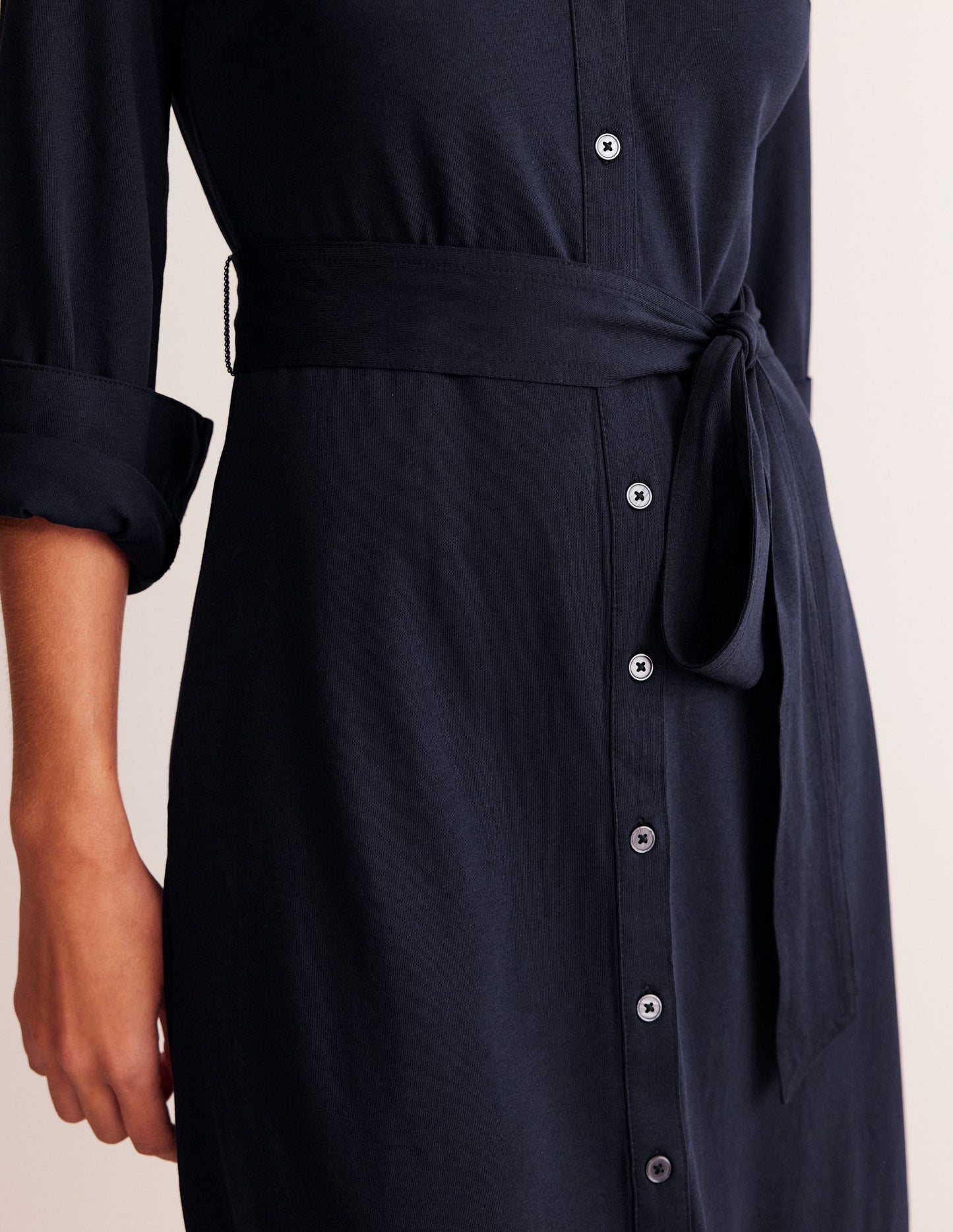 Robe-chemise Julia en jersey-Bleu Marine, Petits Pois