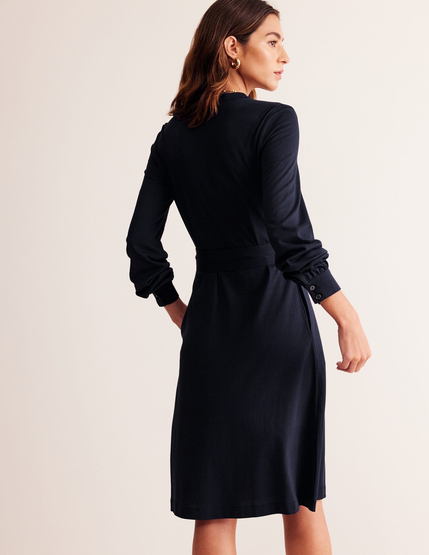 Robe-chemise Julia en jersey-Bleu Marine, Petits Pois
