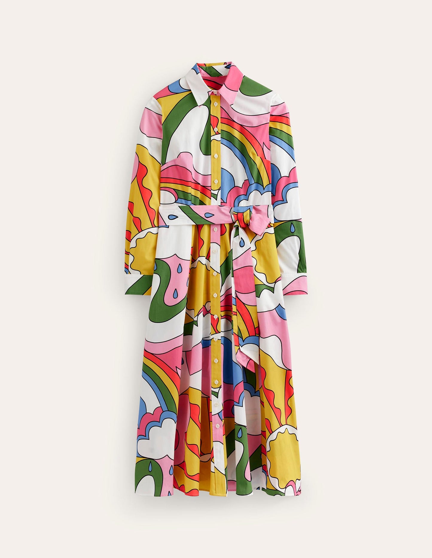 Amy Midi-Hemdblusenkleid aus Baumwolle-Bunt, Sonnenschein