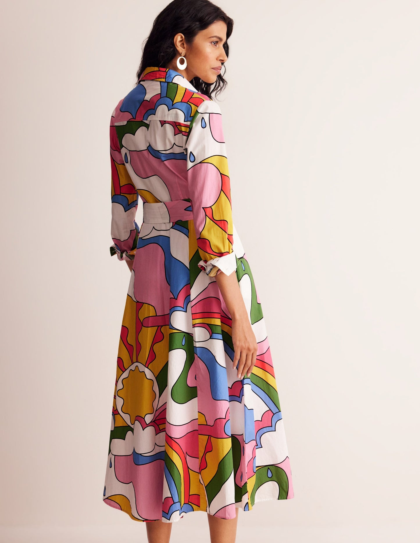Amy Midi-Hemdblusenkleid aus Baumwolle-Bunt, Sonnenschein