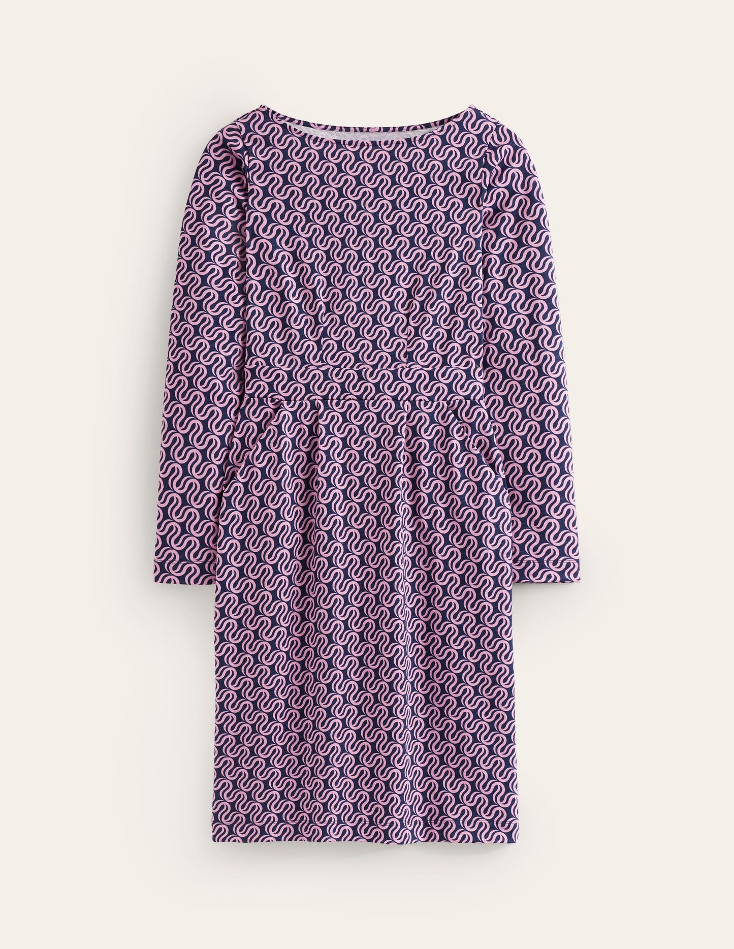 Robe Florrie à manches longues-Lavande tendre, motif Ribbon Wave