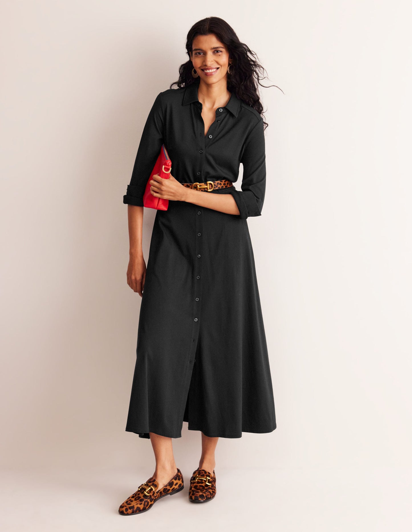Marcia Jersey-Hemdblusenkleid-Schwarz