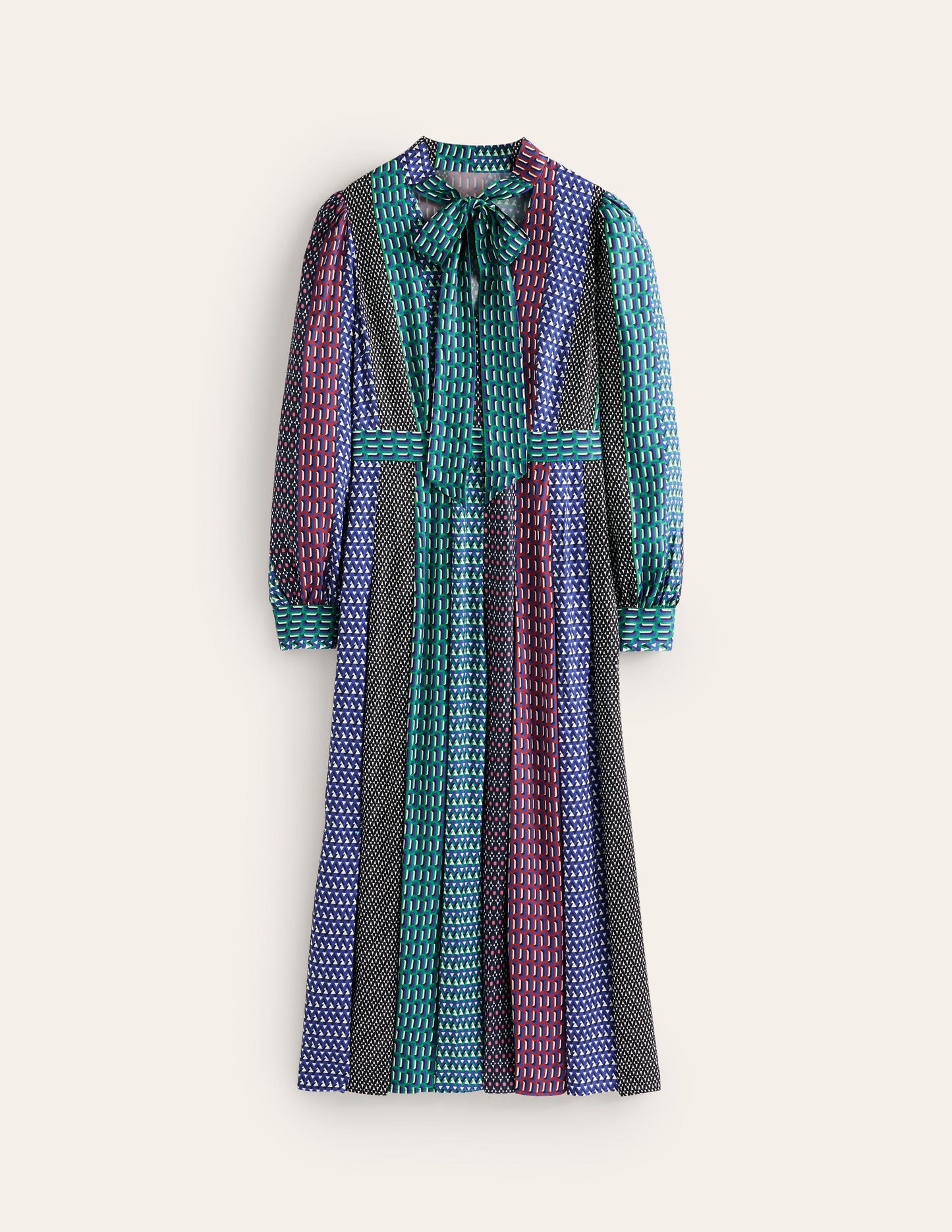 Midikleid mit Schluppe und Schleife-Bunt, Geomix