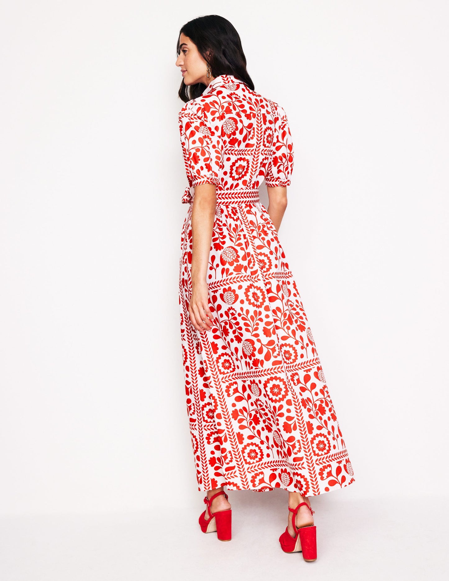 Robe-chemise longue Alexa-Rouge, motif Vine Tile