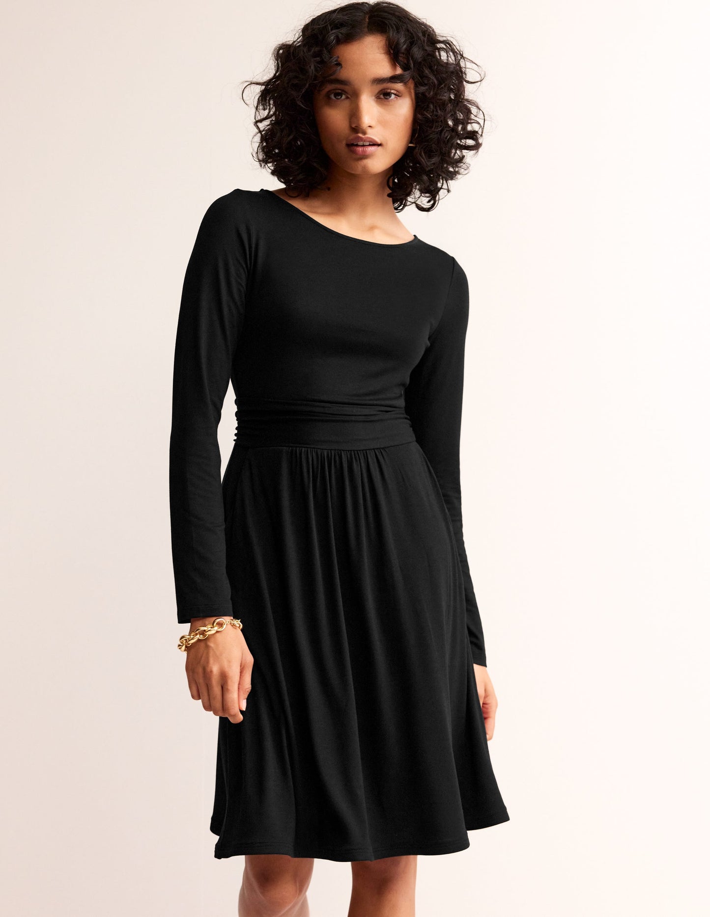 Amelie Langärmeliges Kleid-Schwarz