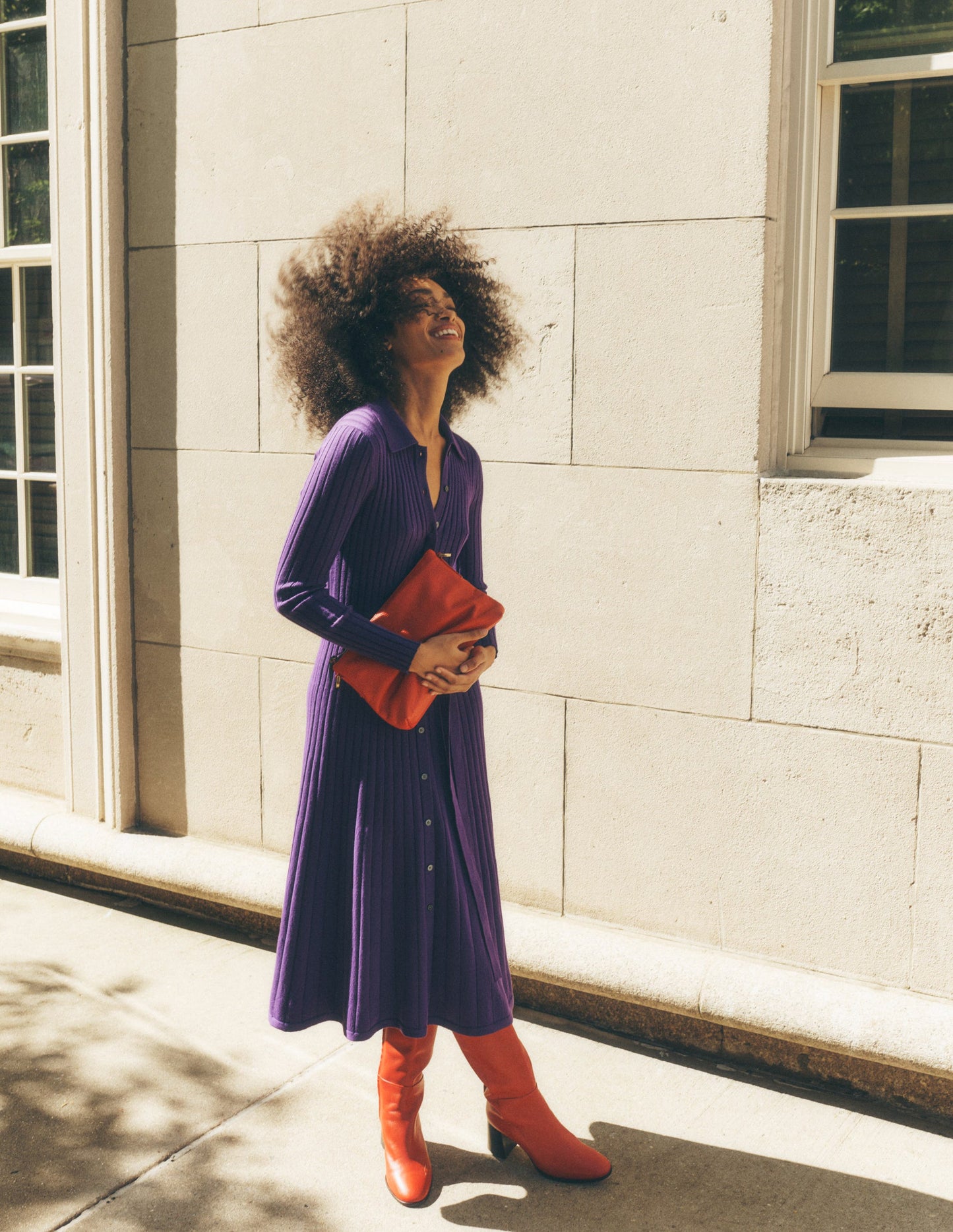 Rachel Gestrickes Hemdblusenkleid-Amethyst