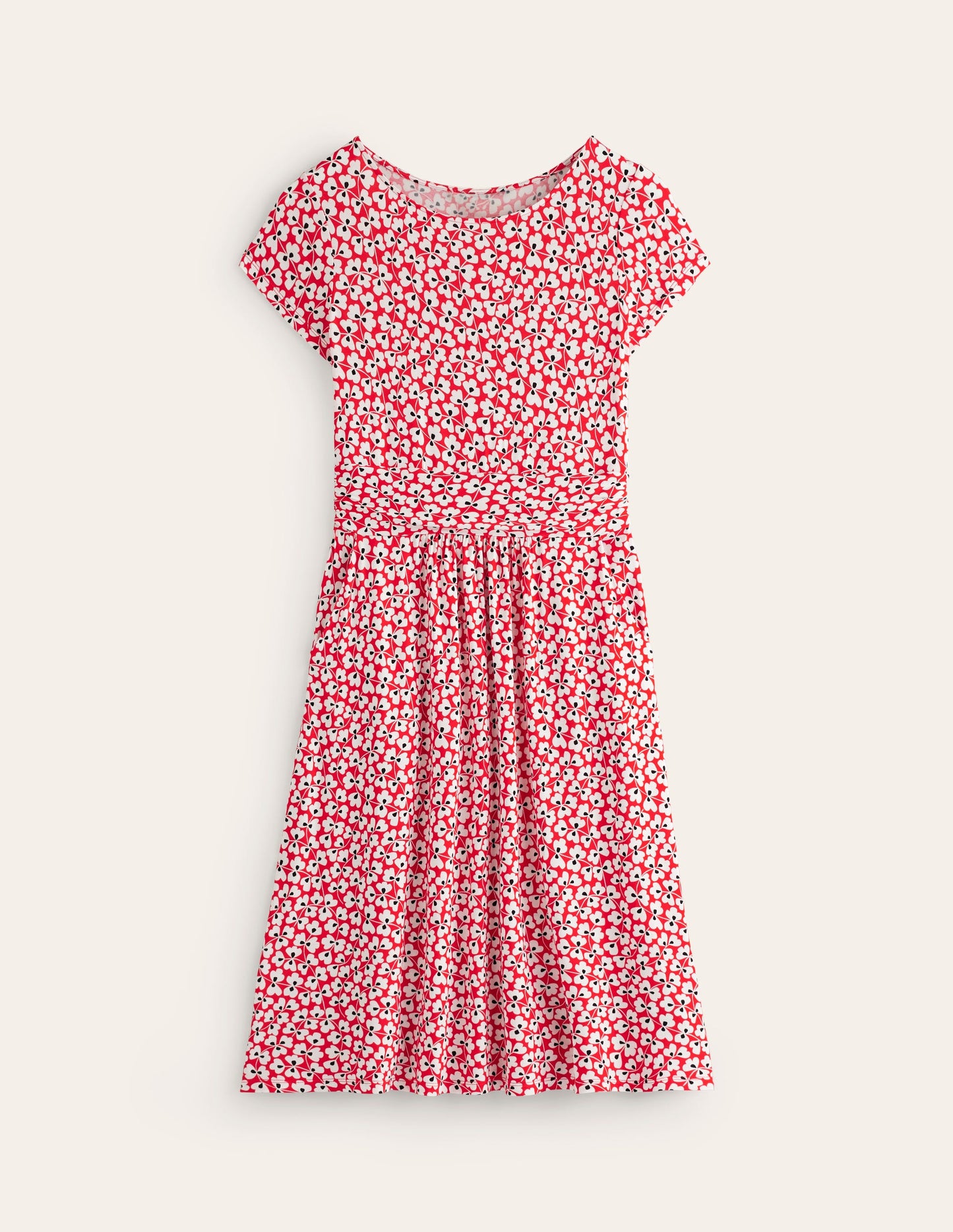 Amelie Jerseykleid-Rouge-Rot, Kleeblattwirbel