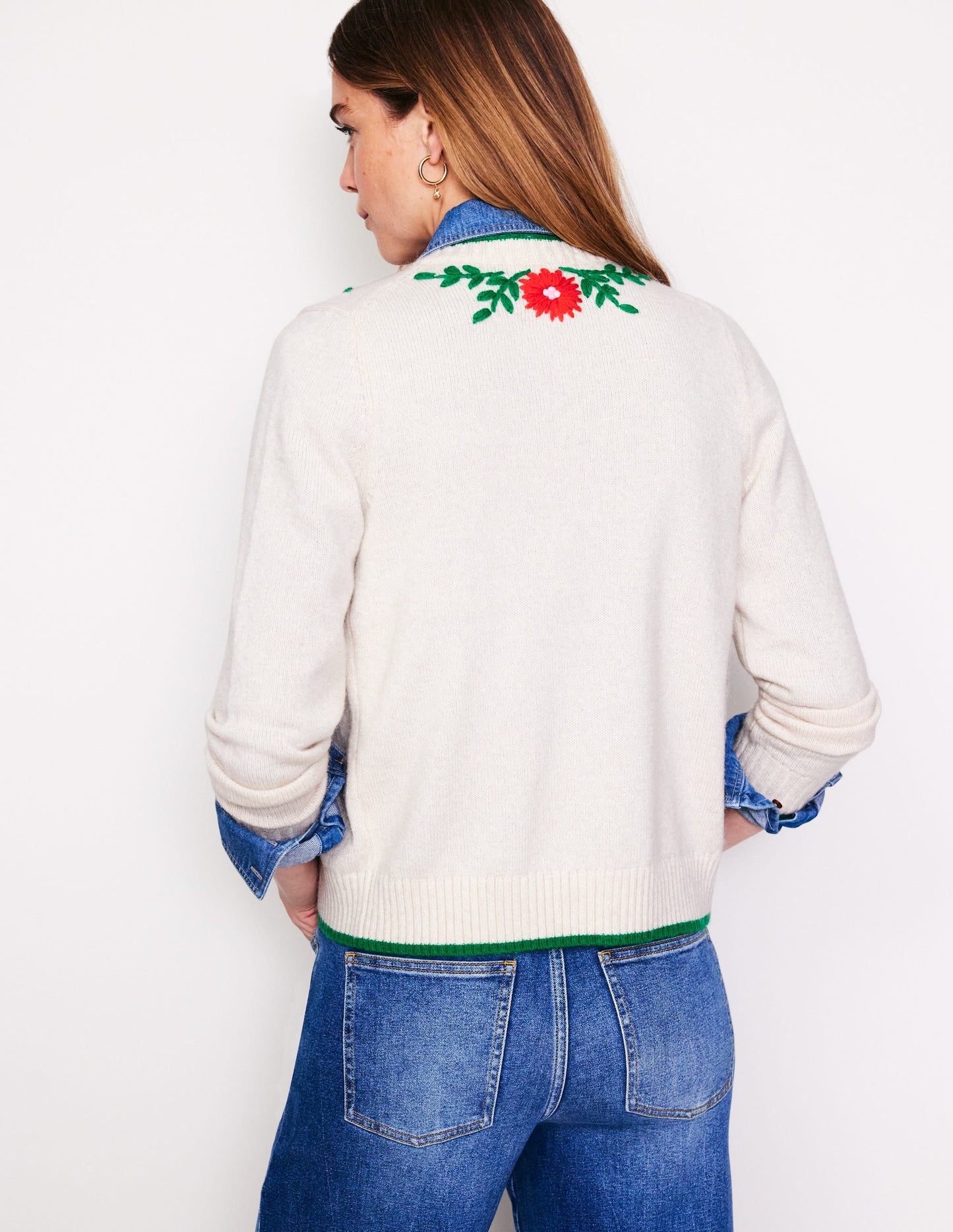 Cardigan brodé de fleurs-Black
