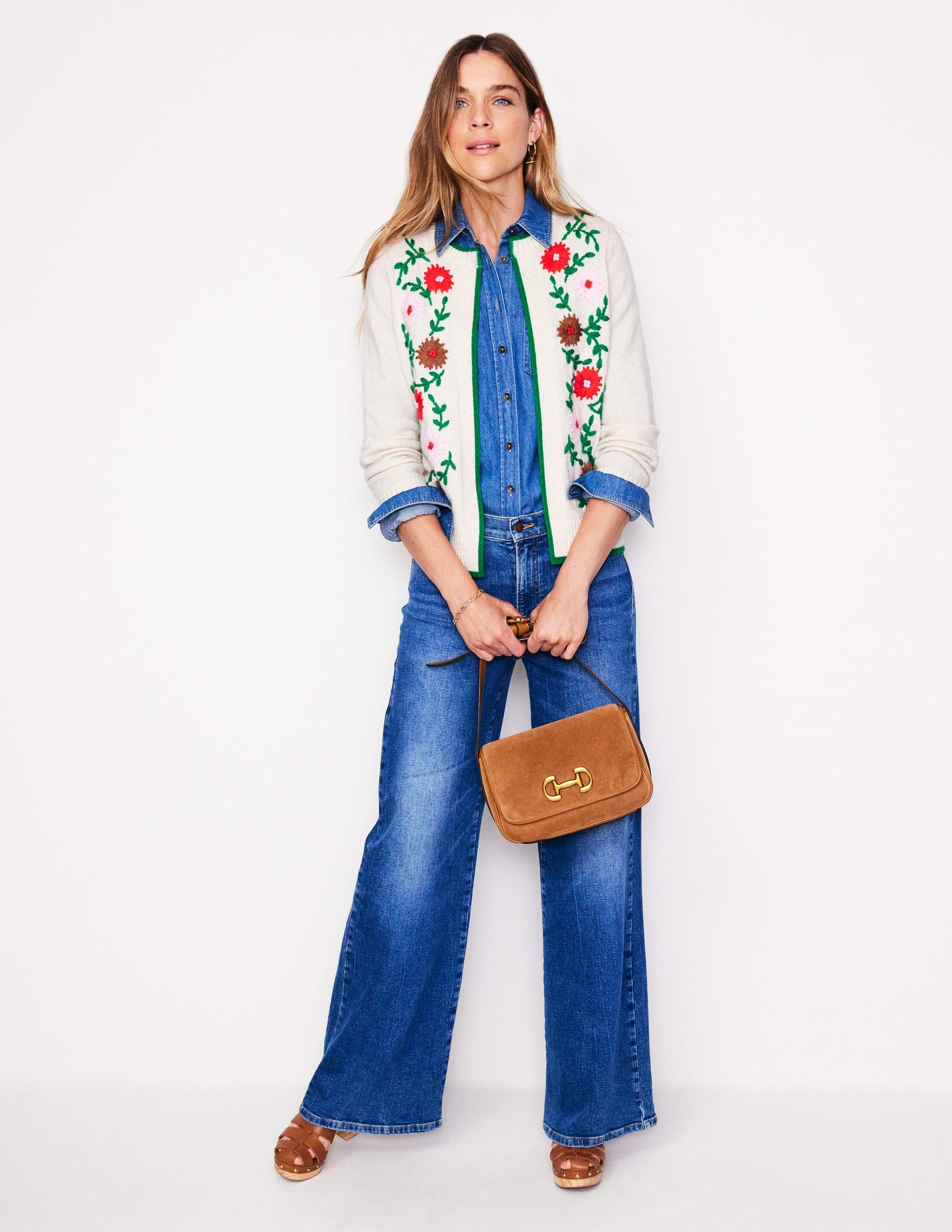 Cardigan brodé de fleurs-Black