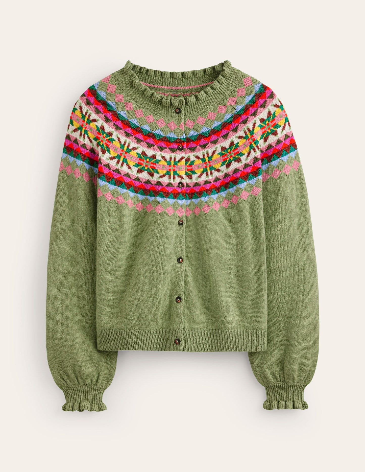 Cardigan Fae à volants et motif jacquard-Aquamarine