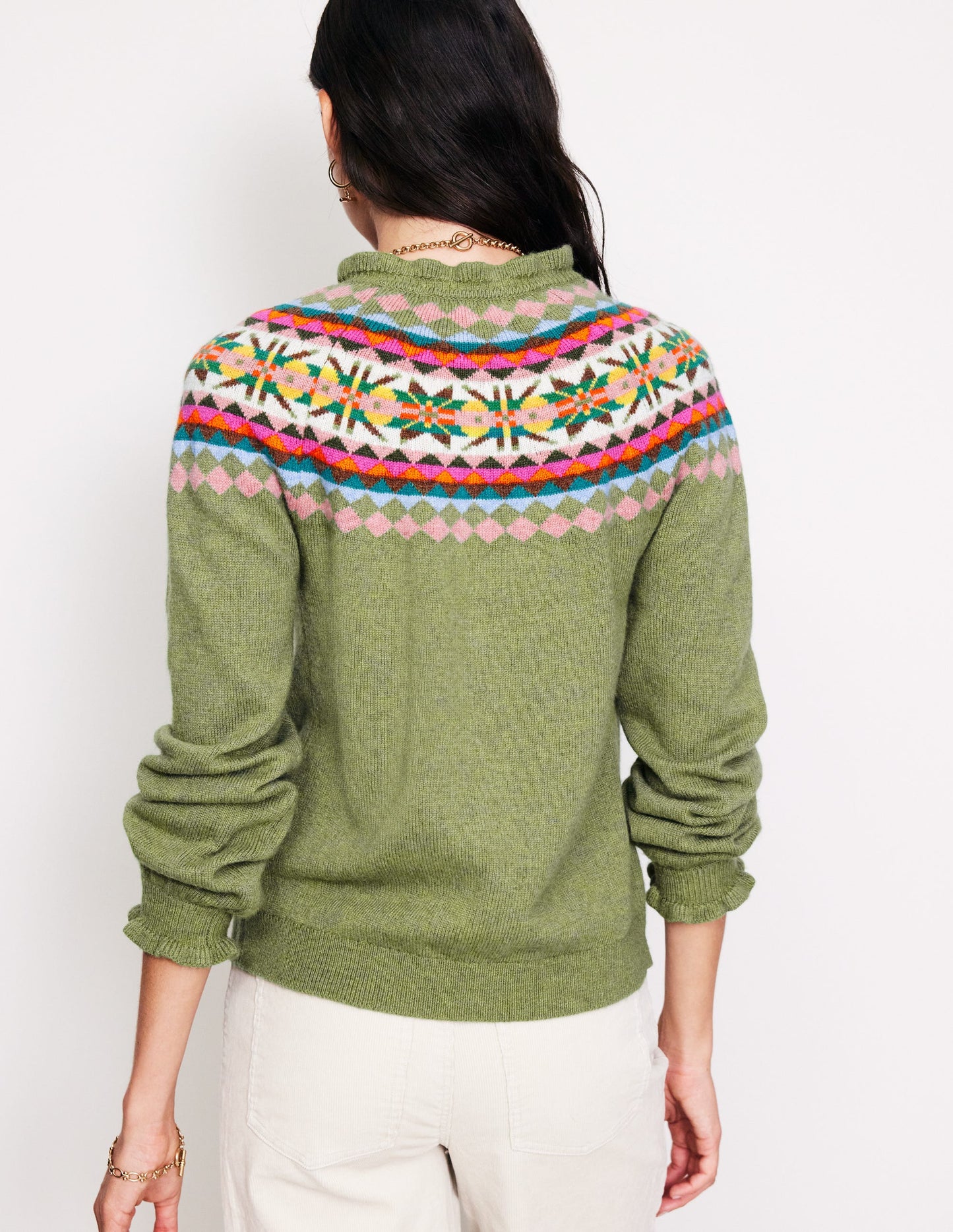 Cardigan Fae à volants et motif jacquard-Aquamarine
