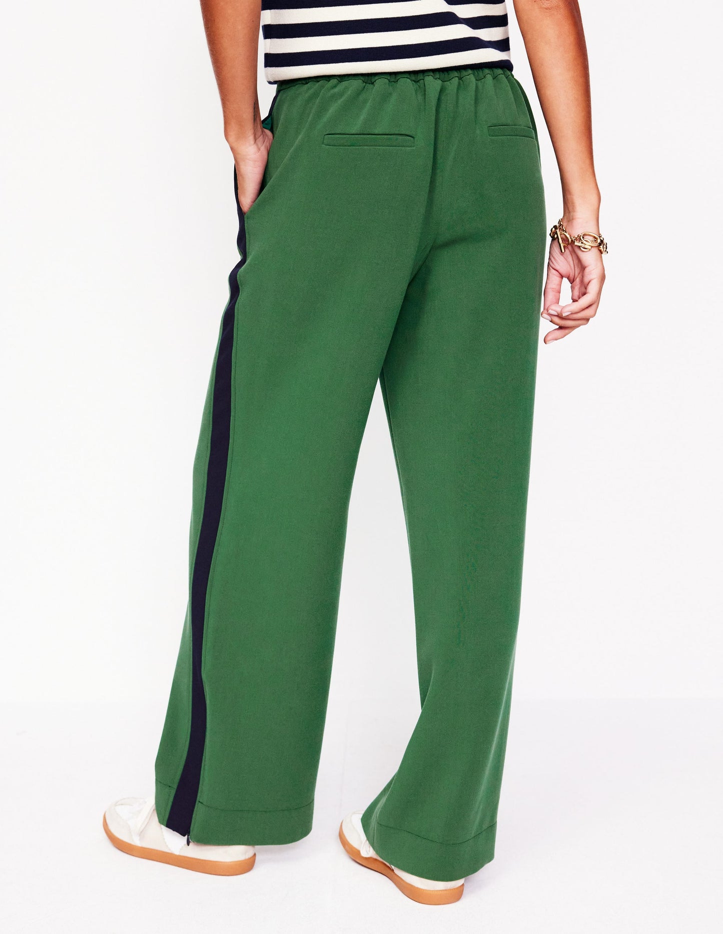 Pantalon rayé sur les côtés à enfiler-Pin avec rayure bleu marine