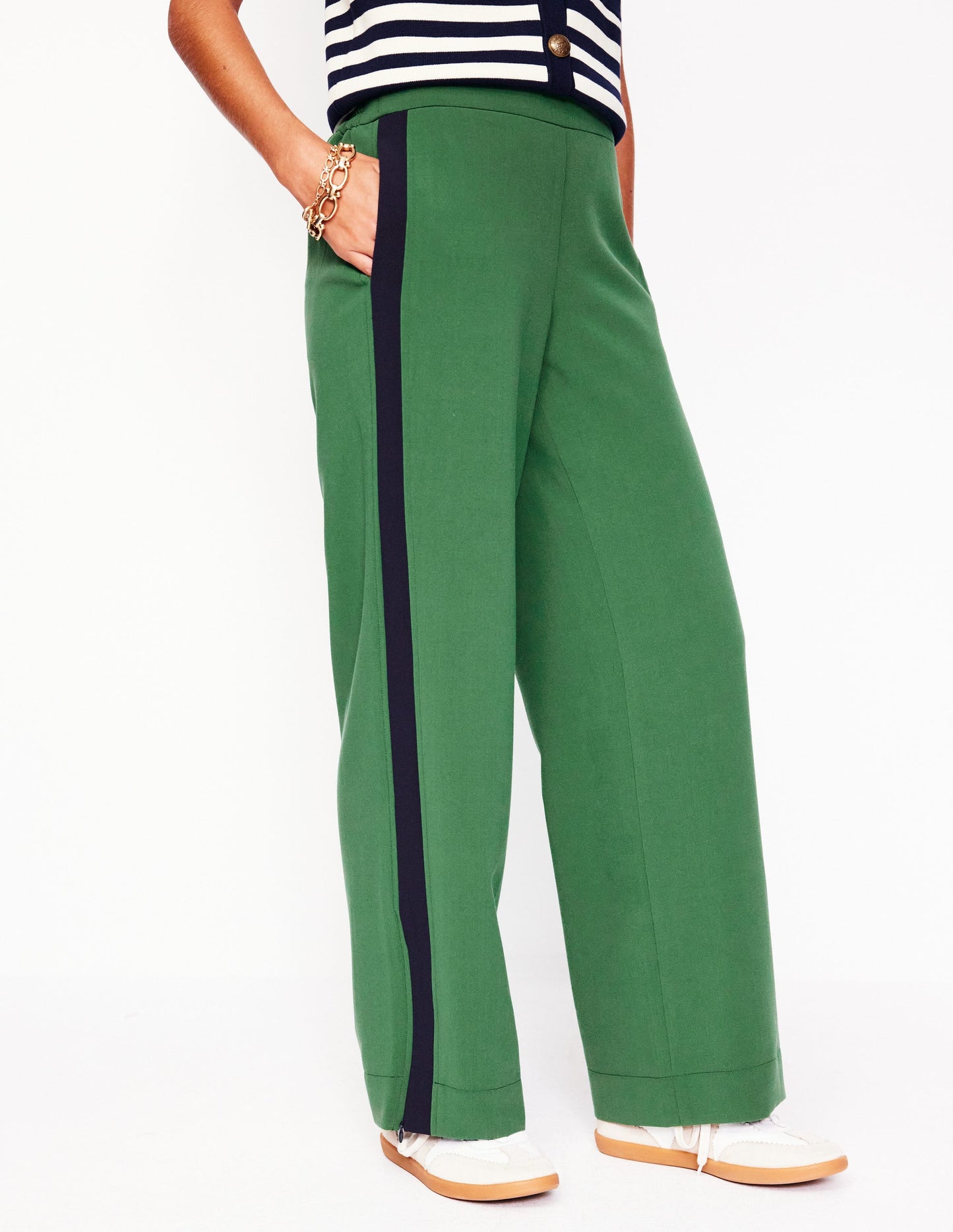 Pantalon rayé sur les côtés à enfiler-Pin avec rayure bleu marine