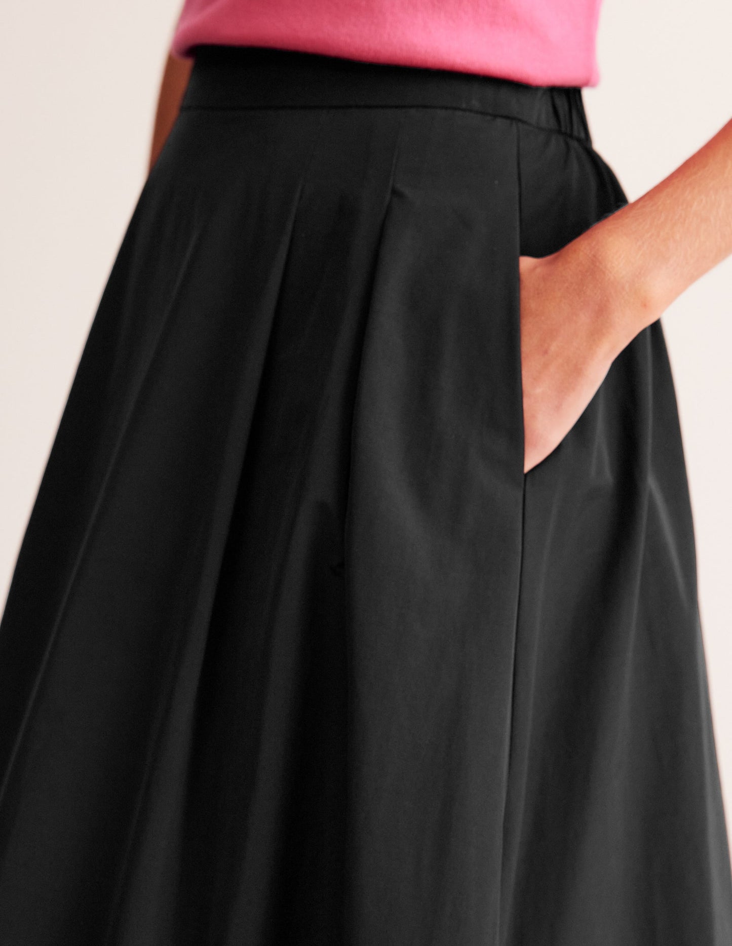 Jupe midi Isabella en taffetas-Noir