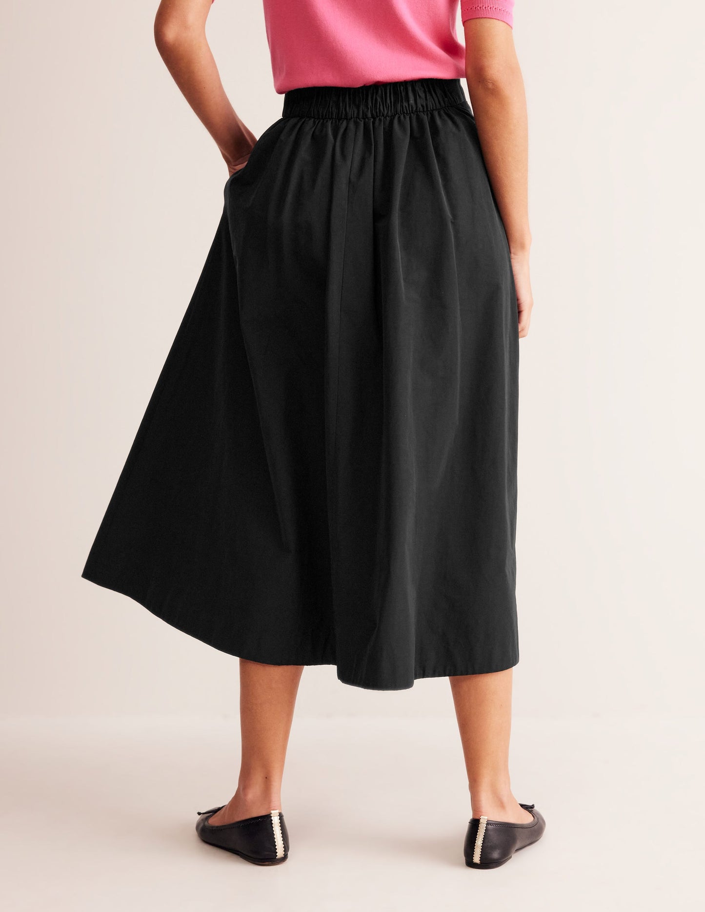 Jupe midi Isabella en taffetas-Noir