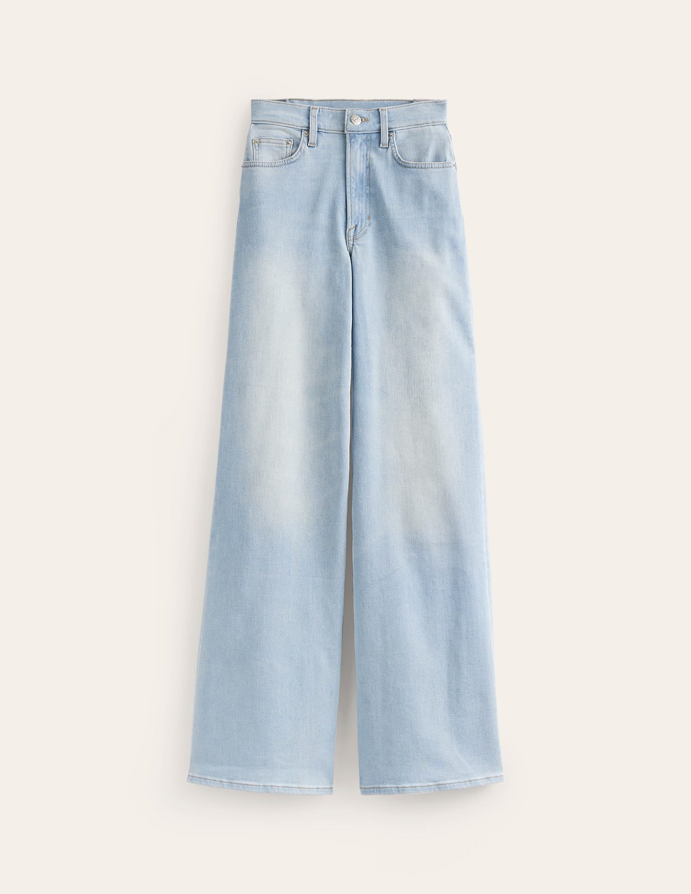 Hoch geschnittene Jeans mit weitem Bein-Ausgeblichene Optik