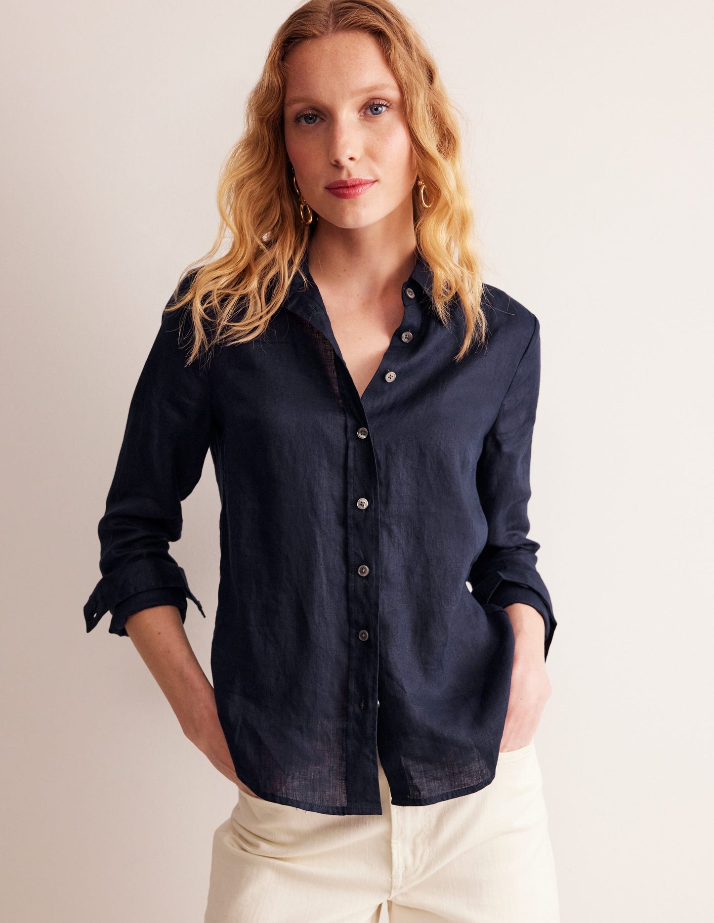 Sienna Leinenhemd-Marineblau