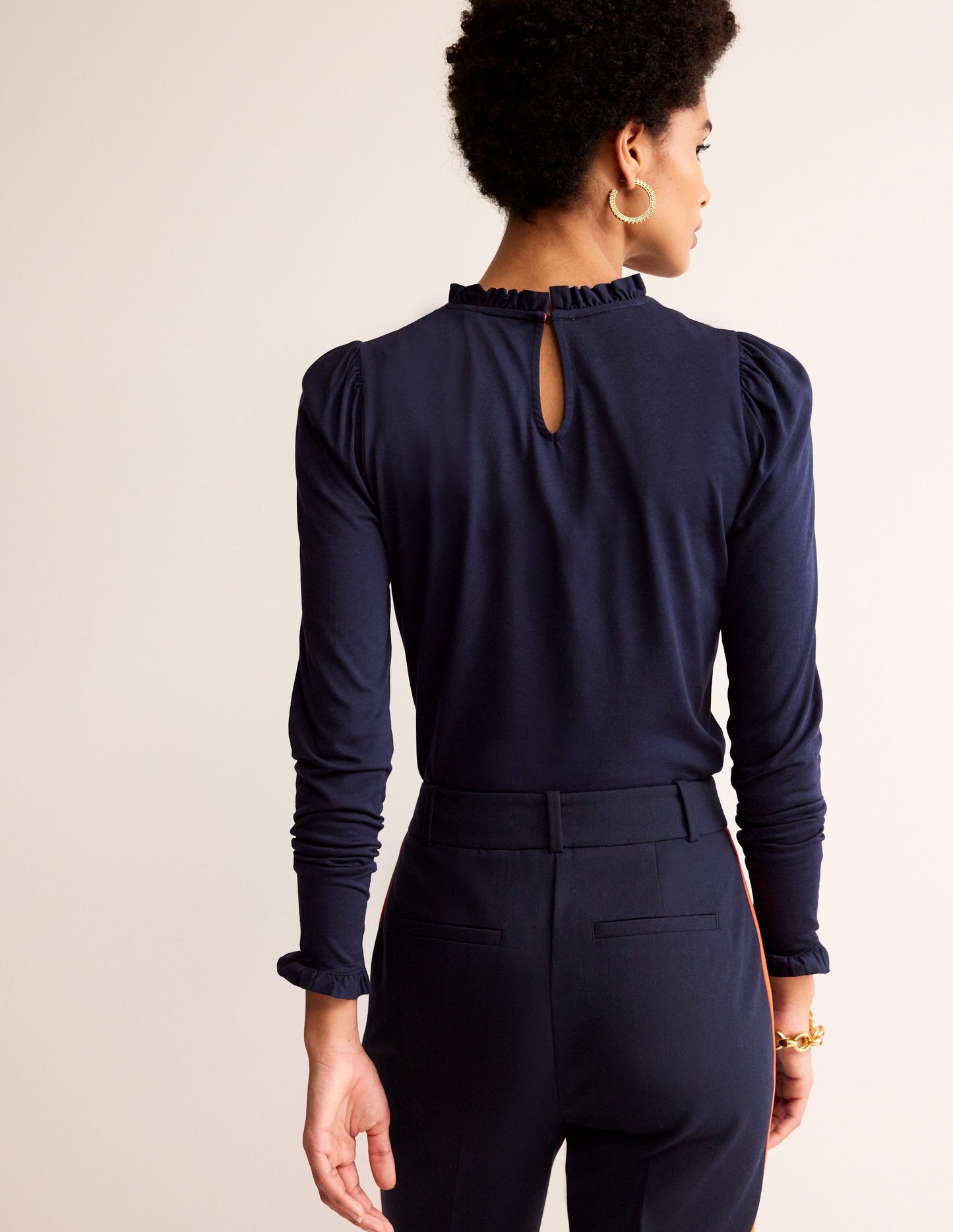 Superweiches Oberteil mit Rüschendetail-Aqua Marine Marl