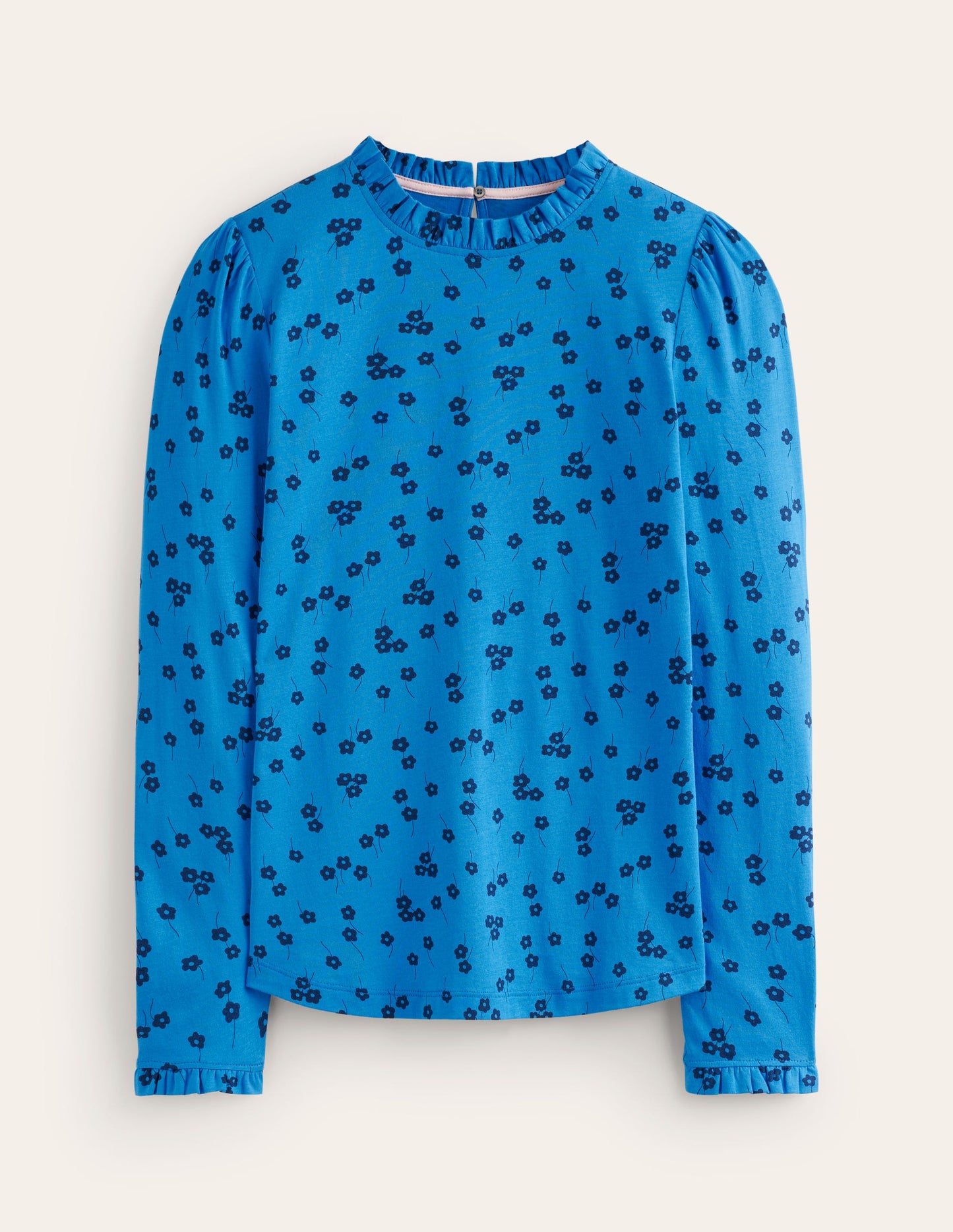 Top volanté ultra-doux-Bleu martin-pêcheur, motif Fall Sprig