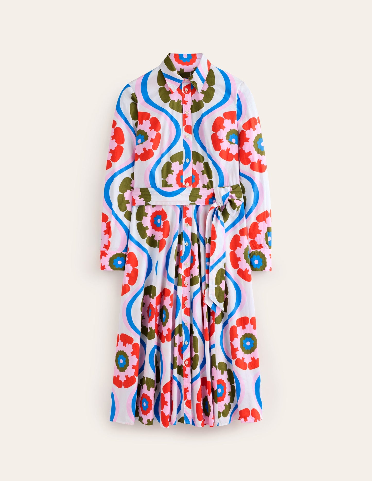 Amy Midi-Hemdblusenkleid aus Baumwolle-Bunt, Geo Blütenblatt