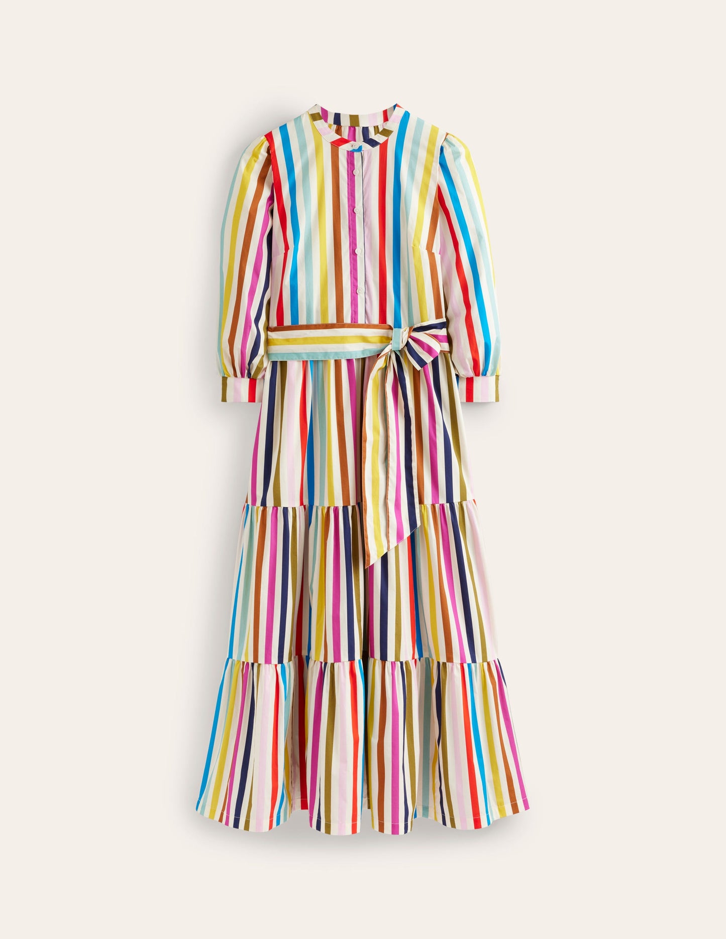 Alba Gestuftes Maxikleid aus Baumwolle-Bunt Streifen