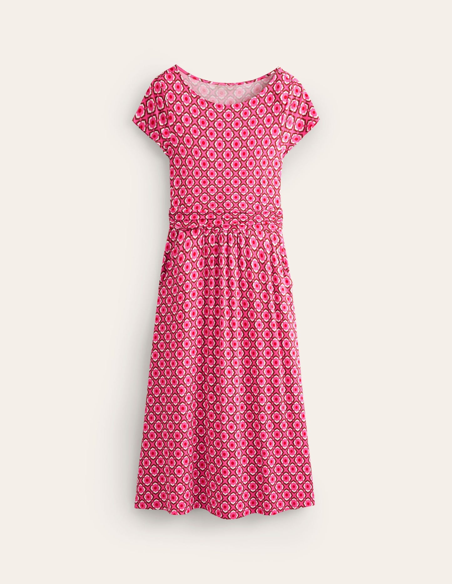 Amelie Jersey-Midikleid-Sangria Sunset Pink, Geo Pome