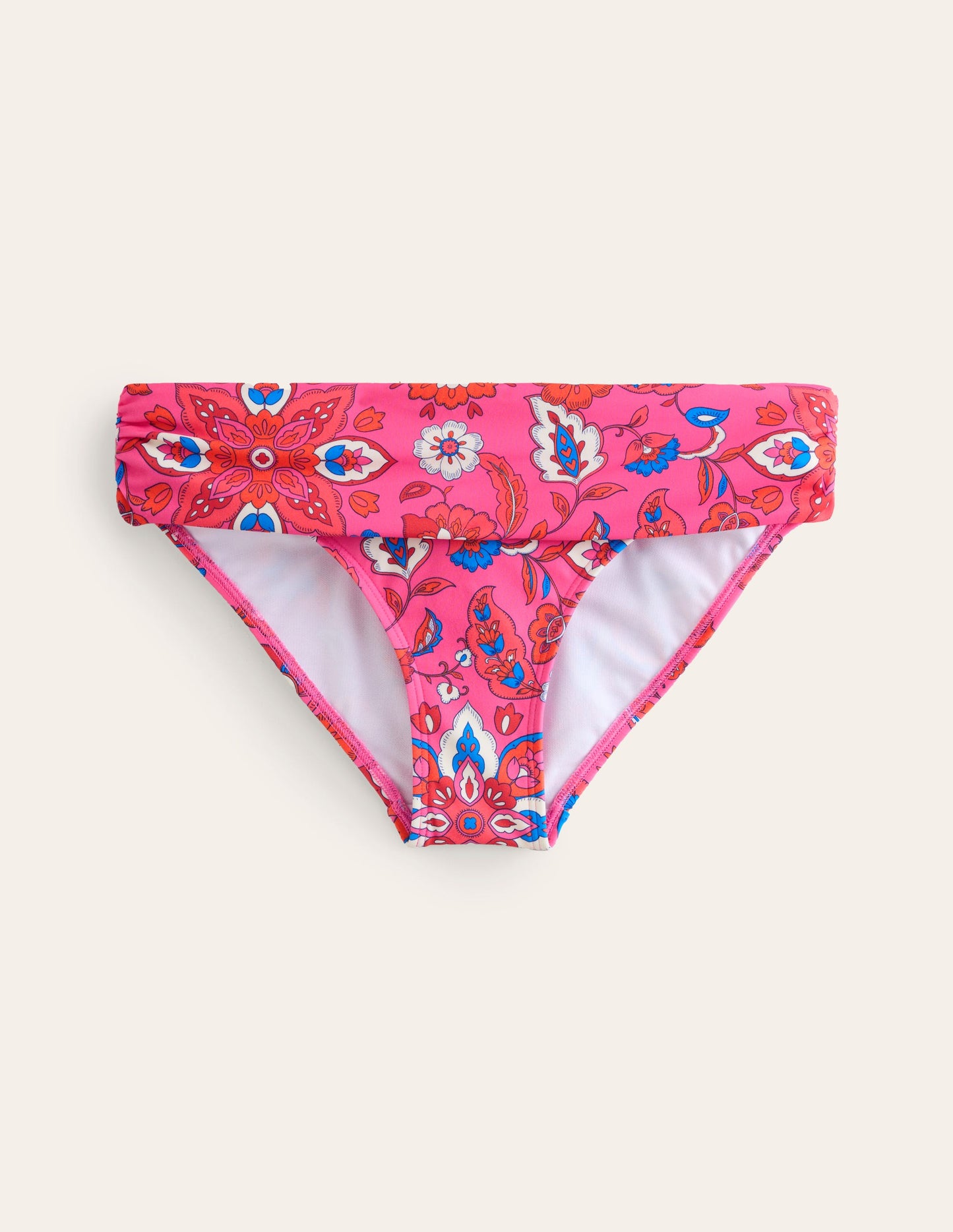 Klassische Bikinihose mit umgeschlagenem Bund-Rosa, Botanisch Welle