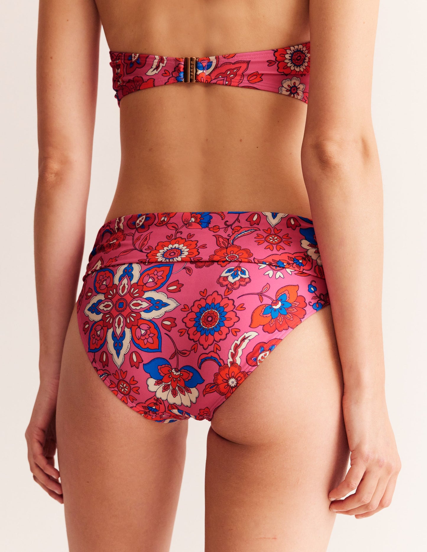 Klassische Bikinihose mit umgeschlagenem Bund-Rosa, Botanisch Welle