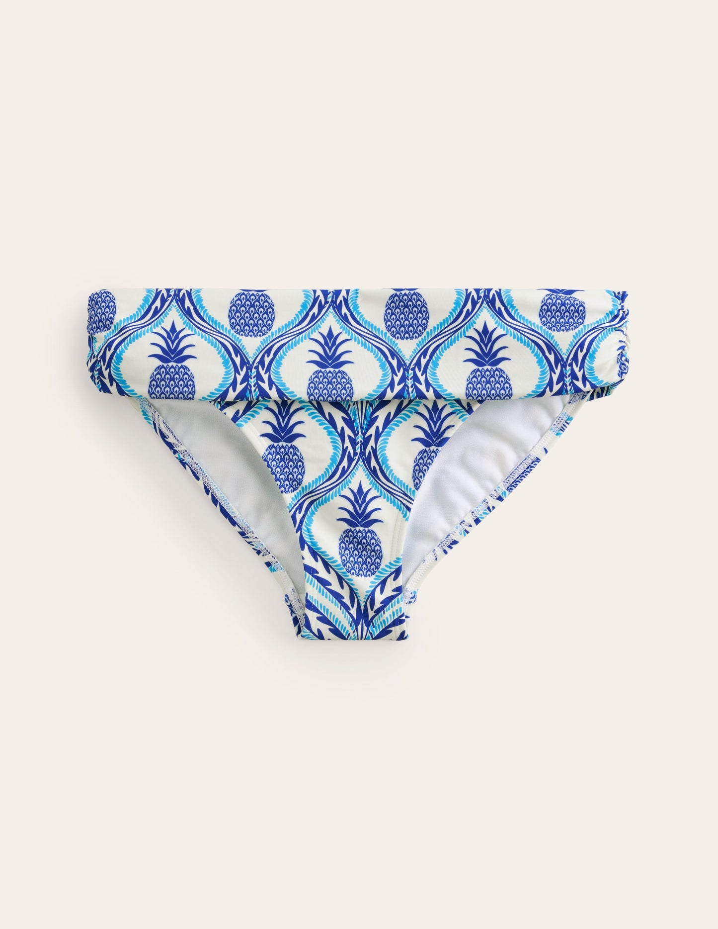 Klassische Bikinihose mit umgeschlagenem Bund-Surf The Web, Ananas Welle