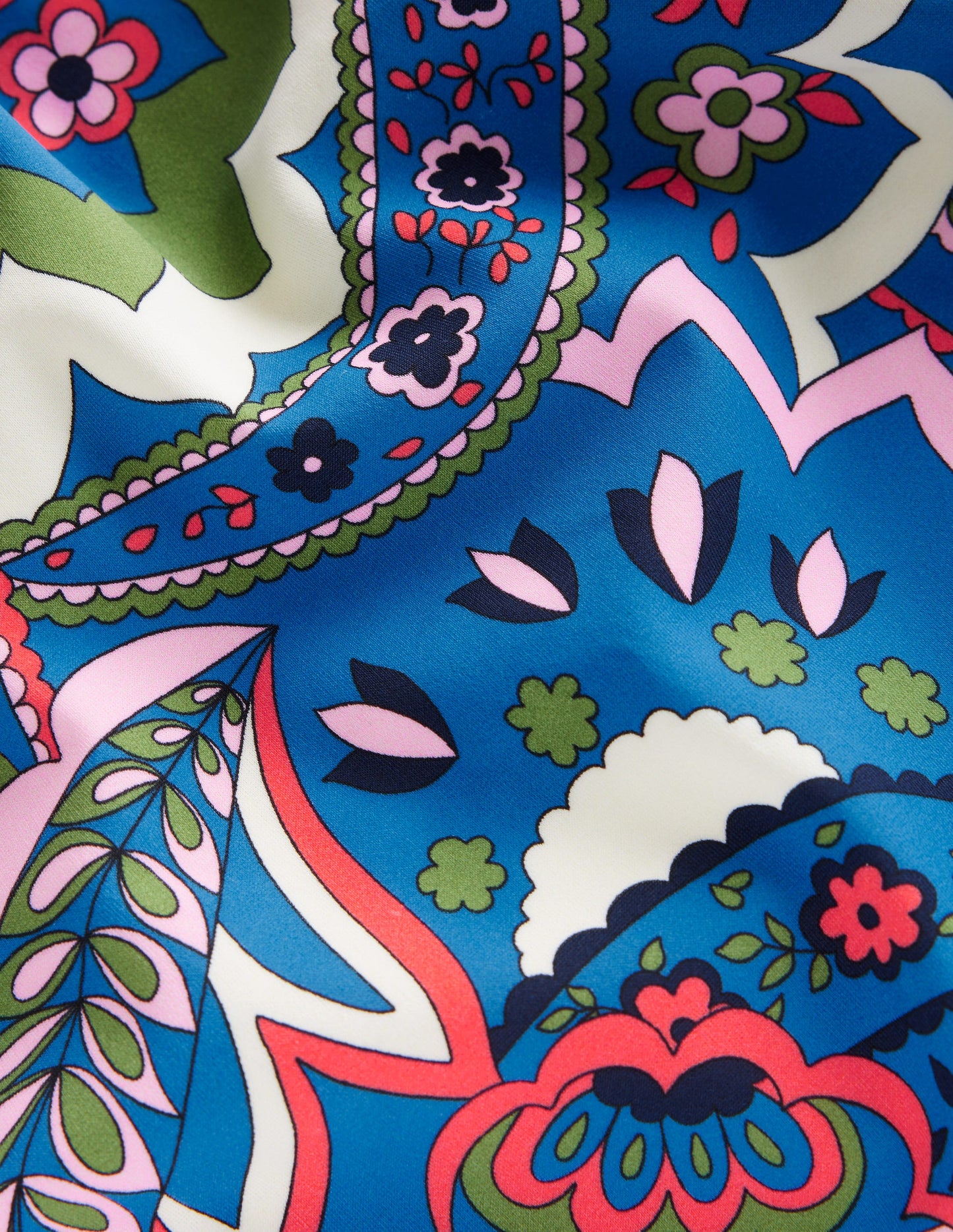 Santorini Tankini-Oberteil-Blau, Blätter Paisley