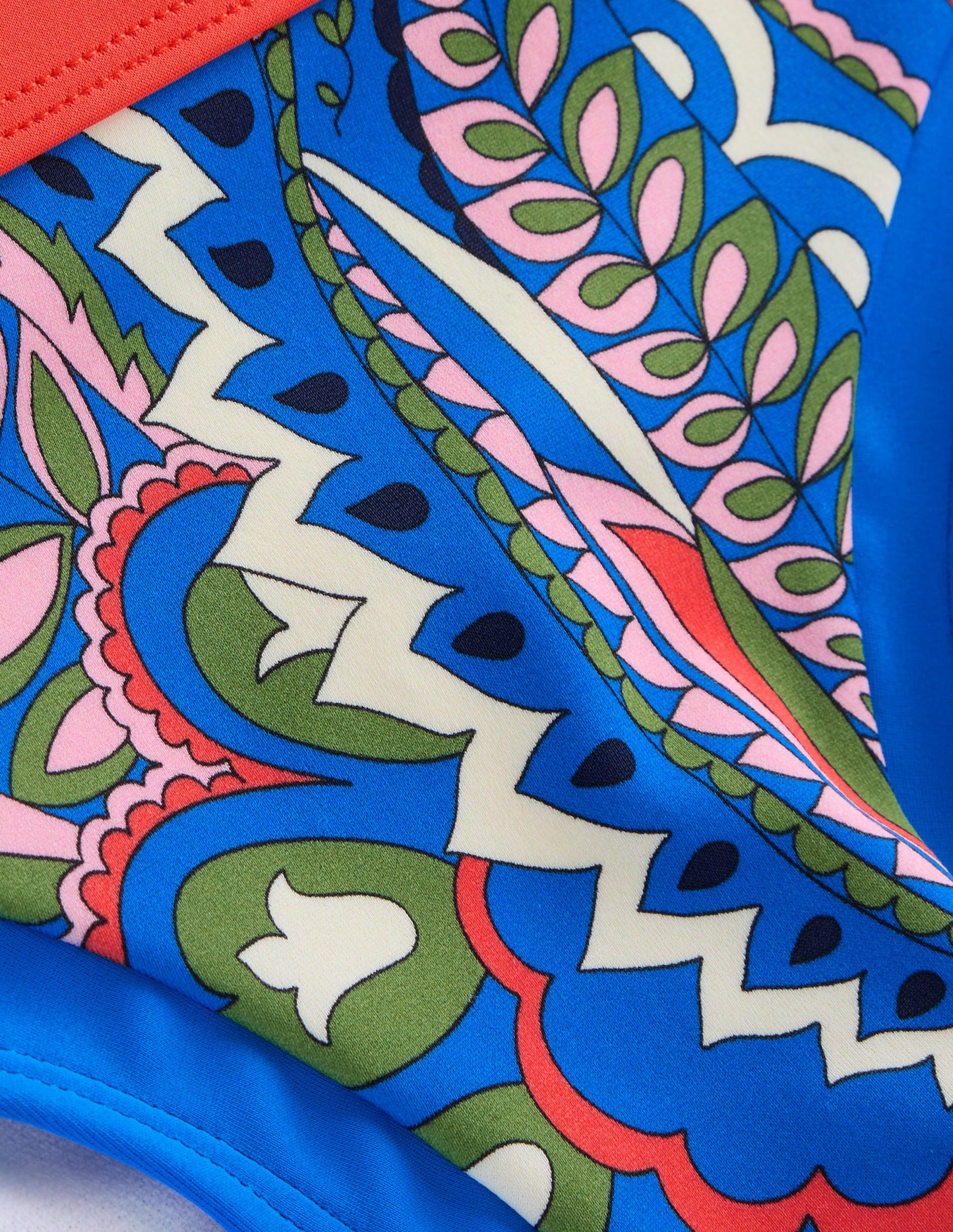 Santorini Bikinihose-Blau, Blätter Paisley