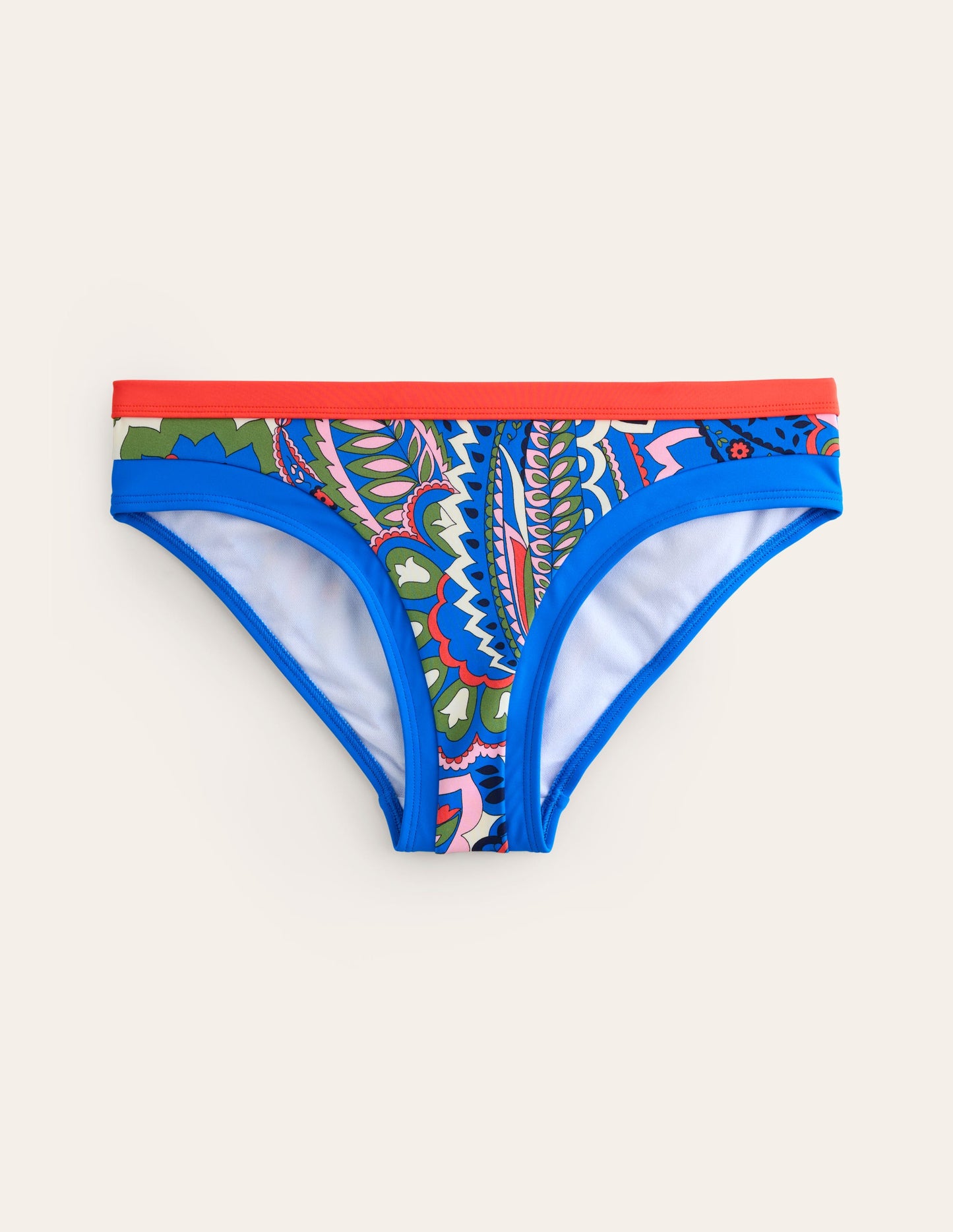 Santorini Bikinihose-Blau, Blätter Paisley