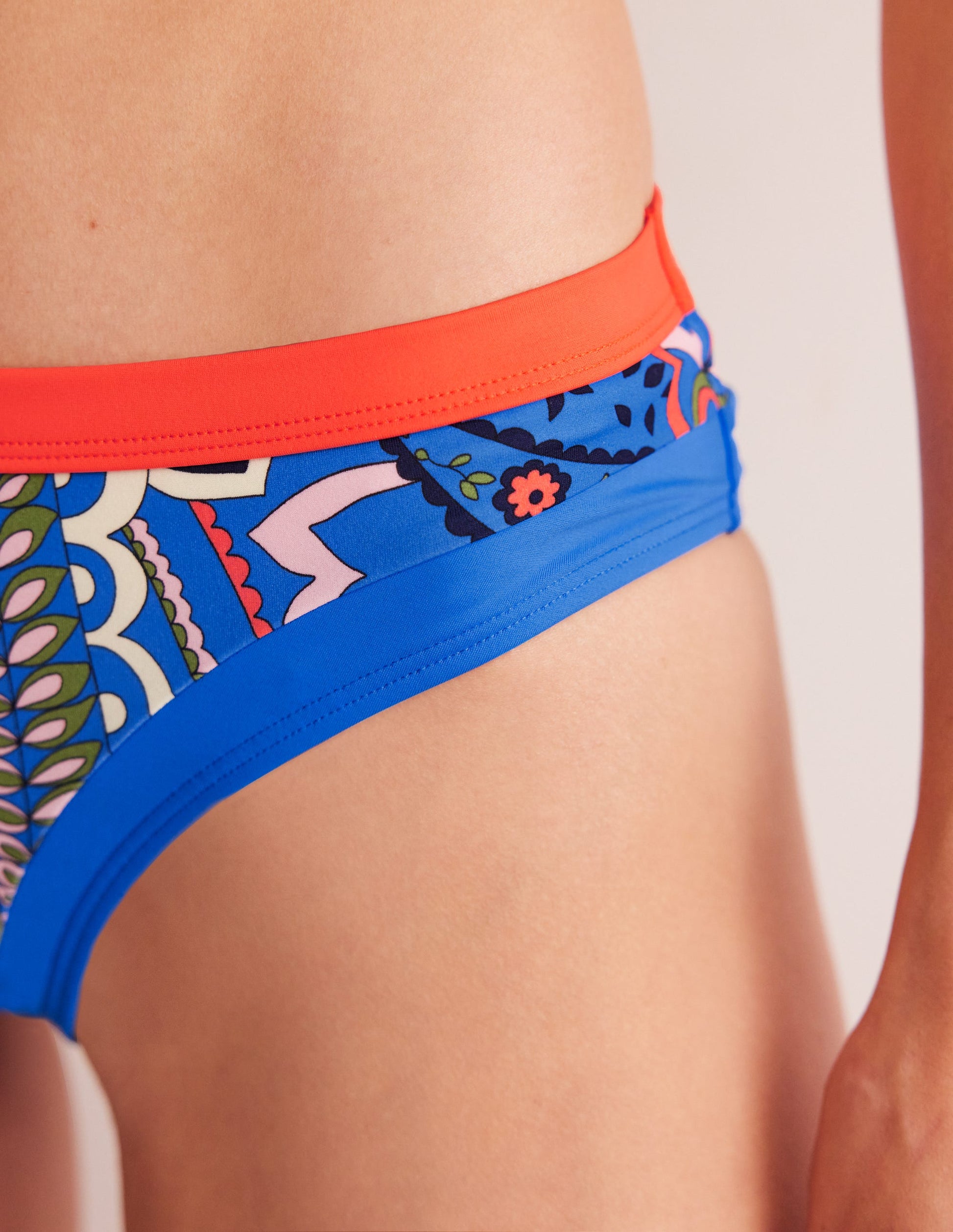 Santorini Bikinihose-Blau, Blätter Paisley-2