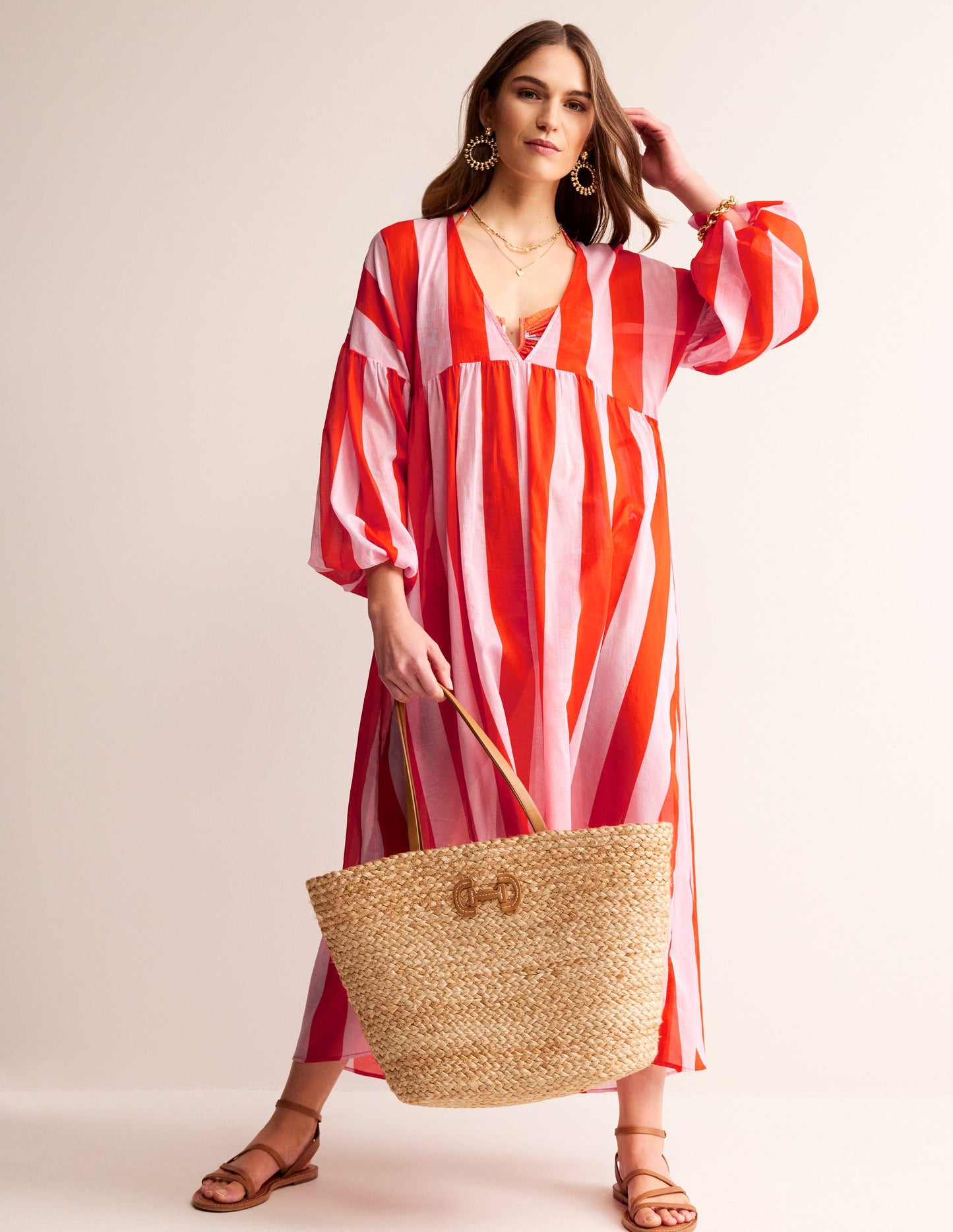 Sarah Maxi-Kaftankleid-Fiesta und Orchidee