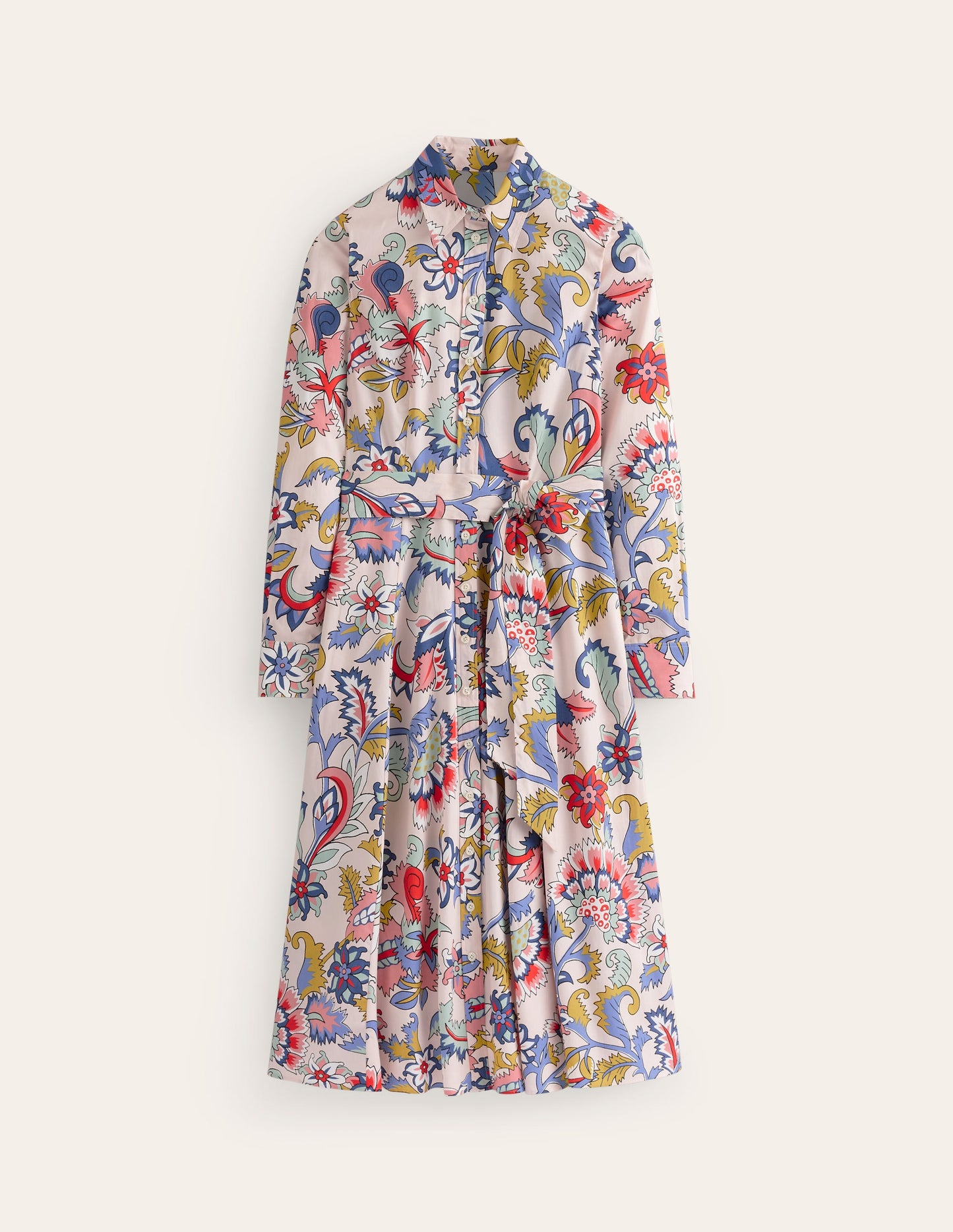 Amy Midi-Hemdblusenkleid aus Baumwolle-Marshmallow, Blumenstrauß