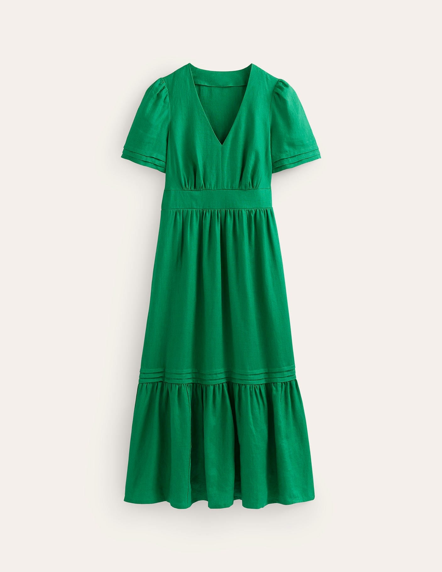 Robe midi Eve en lin-Vert tambourin