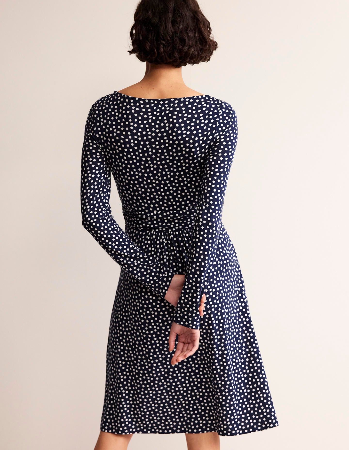 Abigail Jerseykleid-Französisches Marineblau, Abstrakt Punkt
