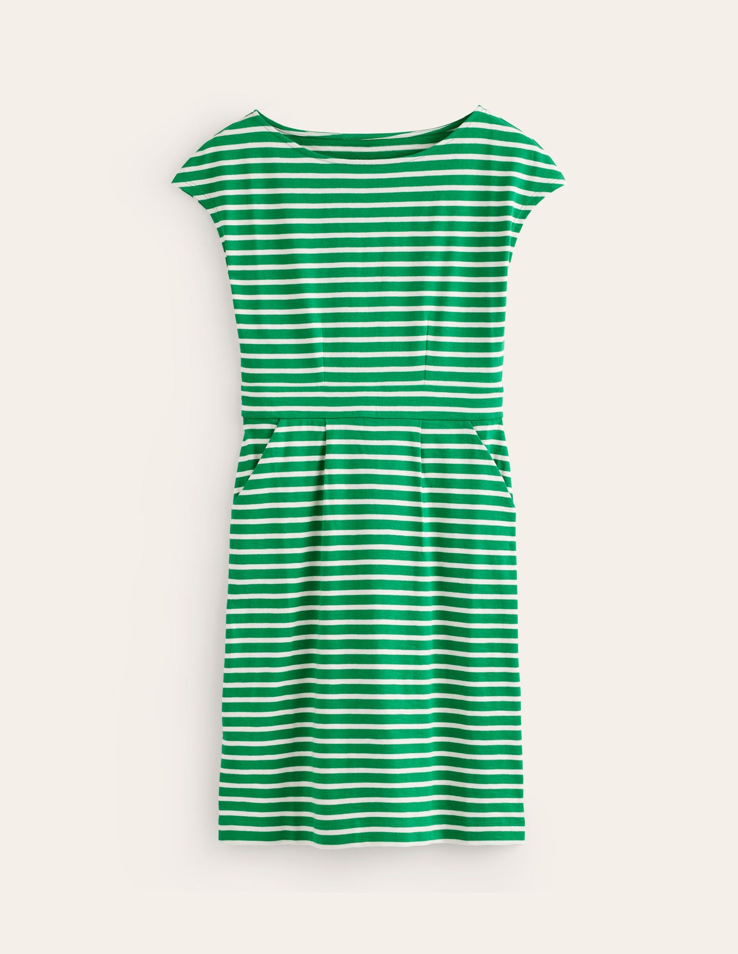 Robe Florrie en jersey-Vert tambourin, rayé ivoire