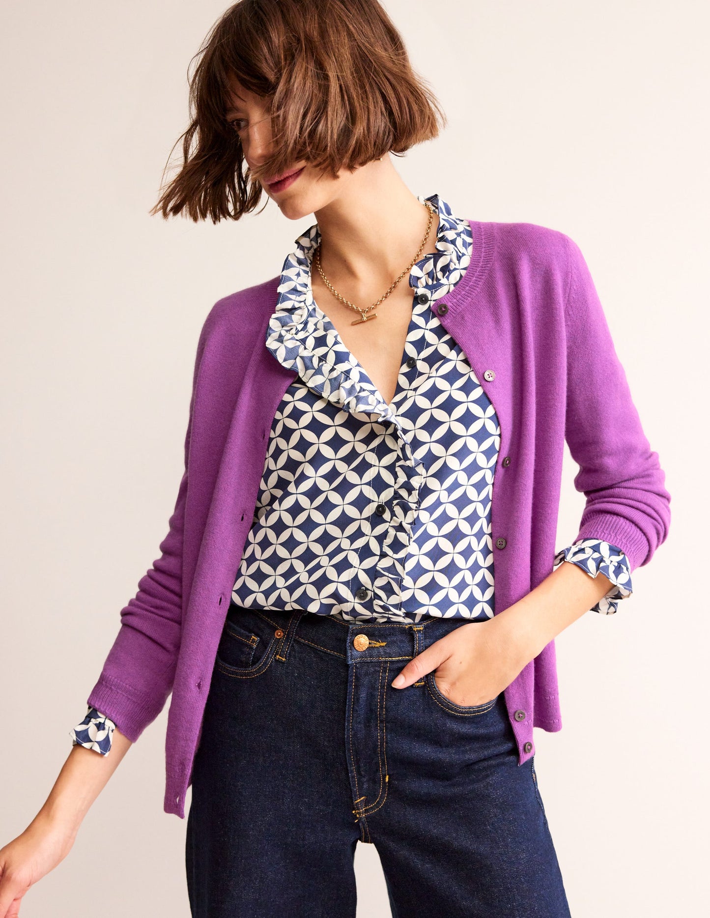 Cardigan Eva en cachemire-Maulbeere