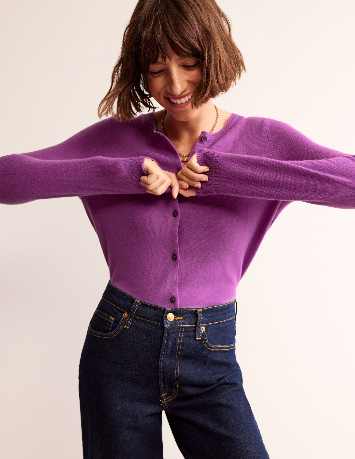 Cardigan Eva en cachemire-Maulbeere
