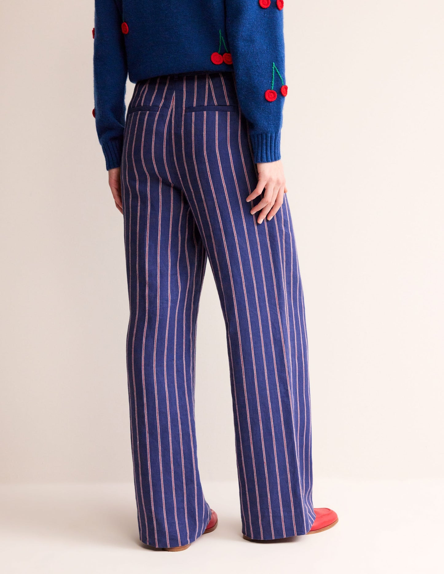 Westbourne gestreifte Hose-Marineblau, Rot und Weiß gestreift