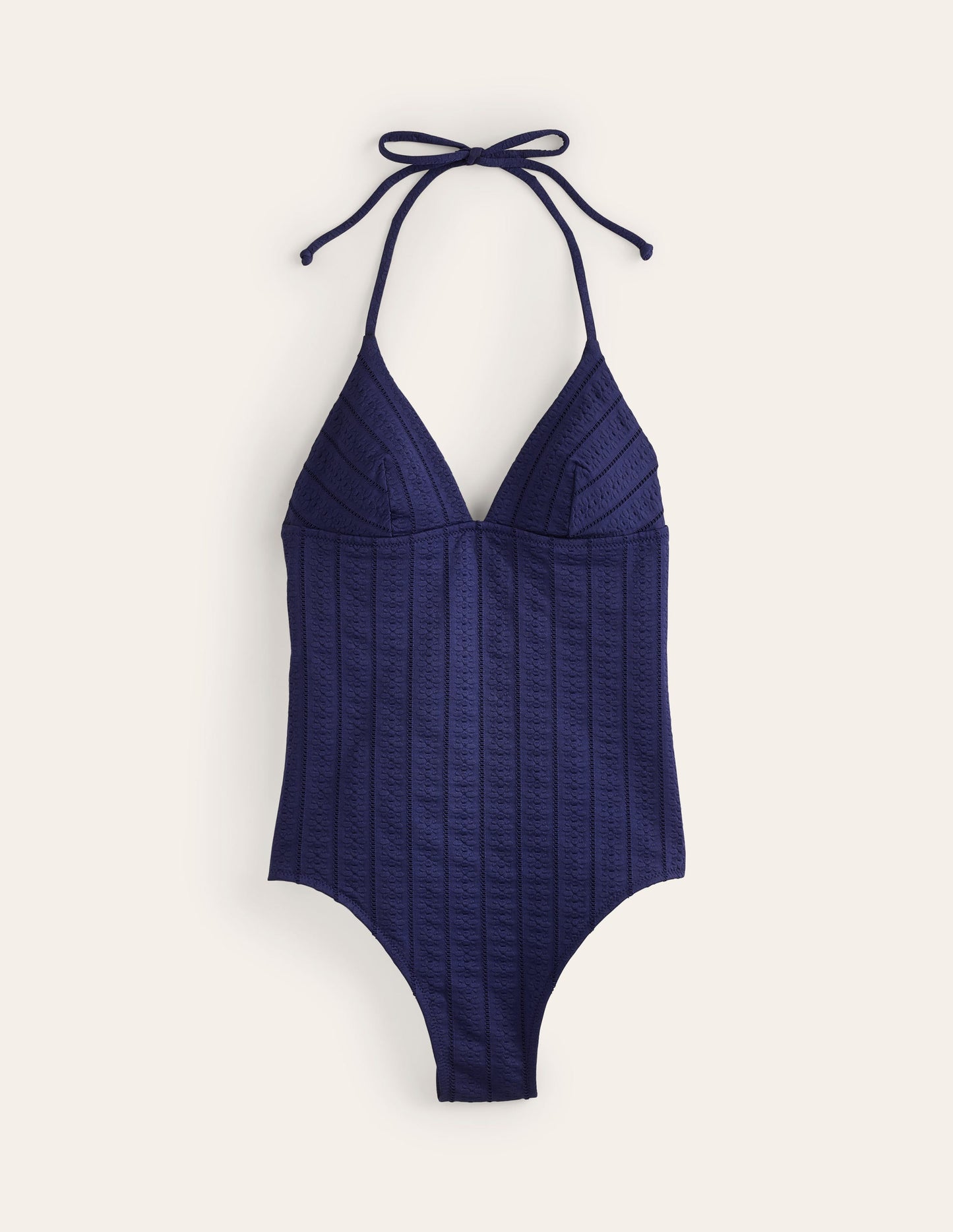Symi Badeanzug zum Binden-Marineblau Floral texturiert