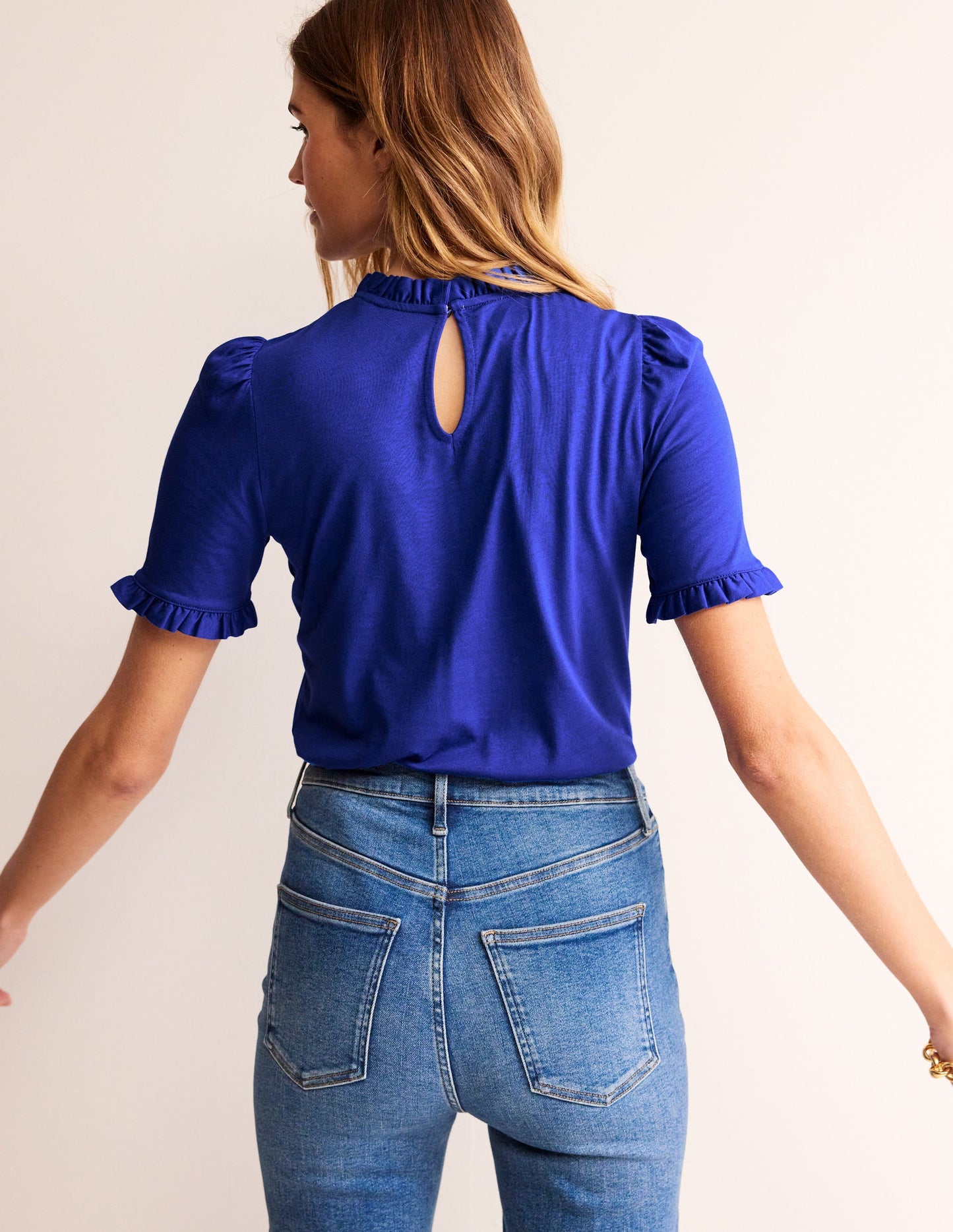 T-shirt volanté ultra-doux-Bleu connecté