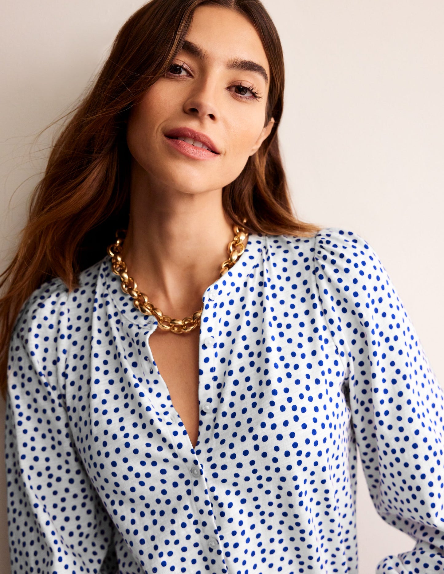 Chemise Marina en jersey-Naturweiß, Abstrakter Punkt
