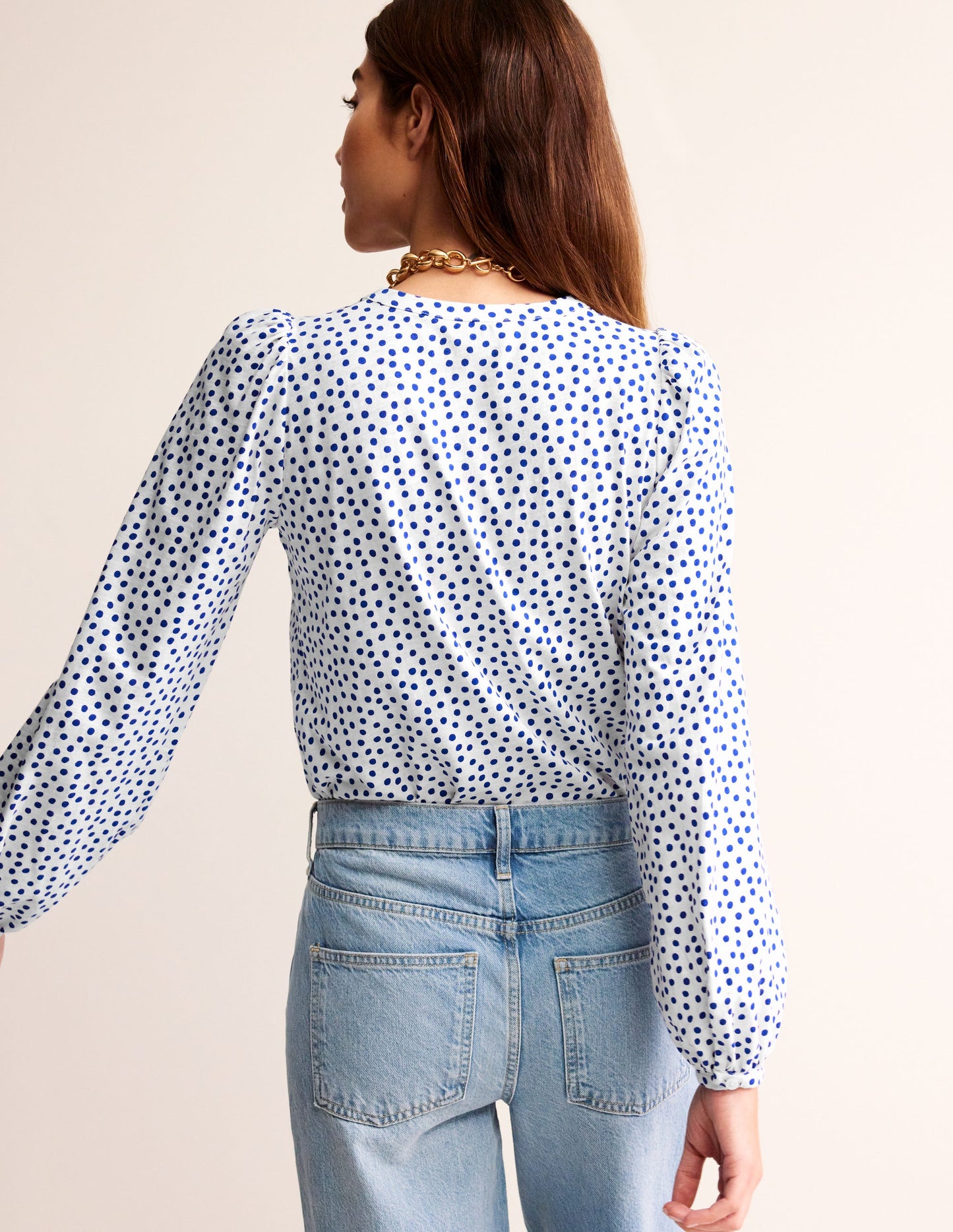 Chemise Marina en jersey-Naturweiß, Abstrakter Punkt