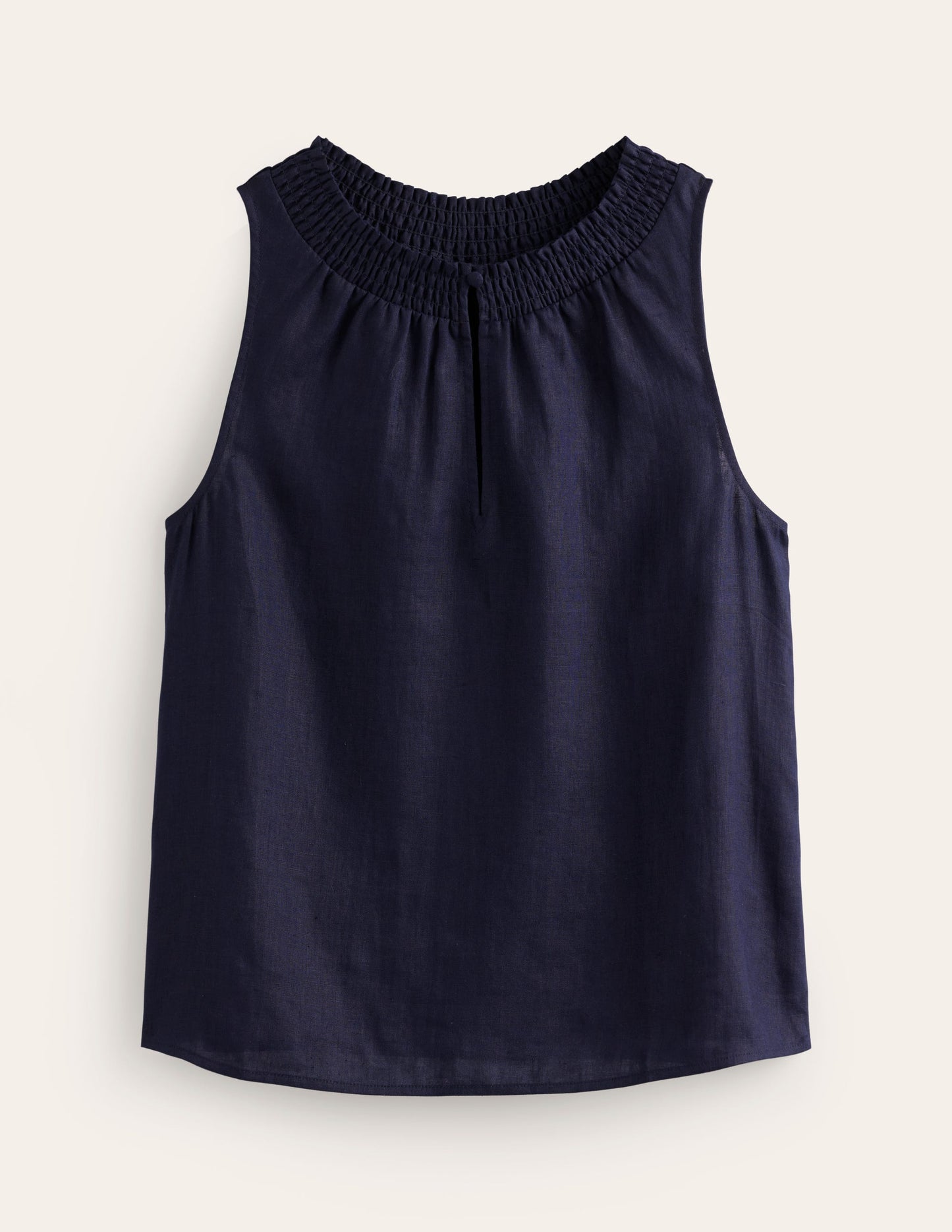 Top sans manches Georgia en lin-Bleu Marine, Petits Pois