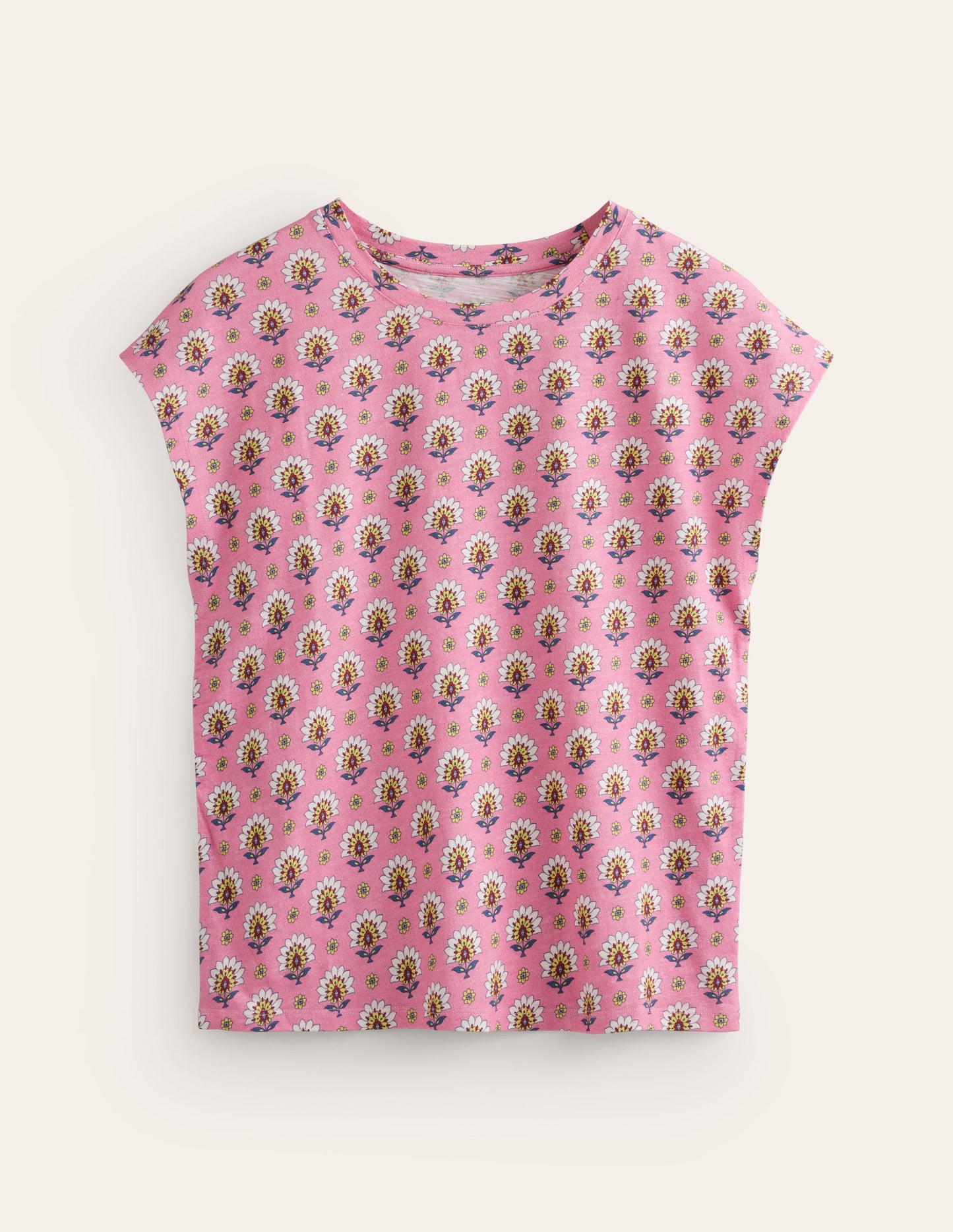 T-shirt Louisa flammé et imprimé-Rose cachemire, motif Passion Geo