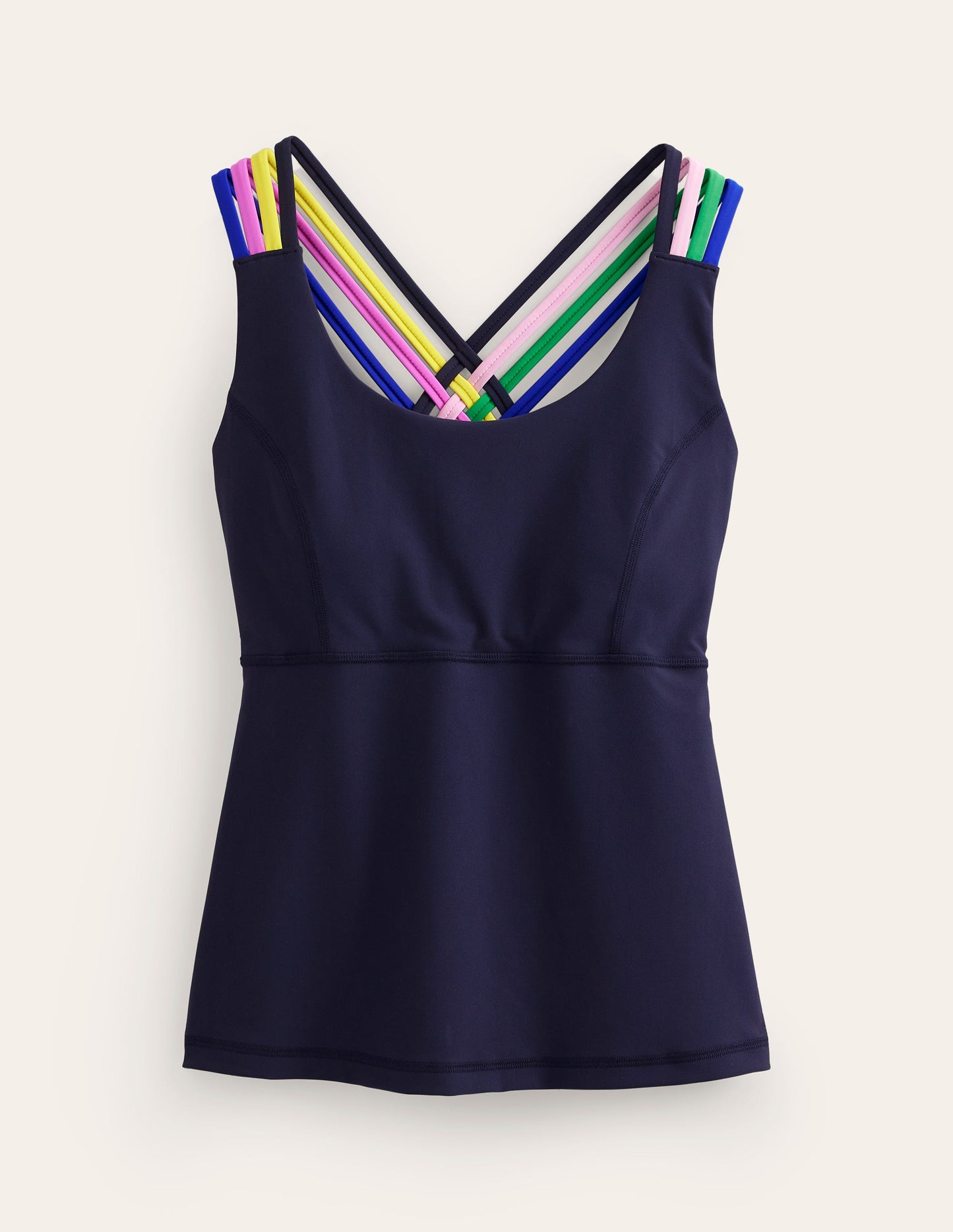 Active-Tanktop mit überkreuzten Trägern am Rücken-Marineblau, Bunt